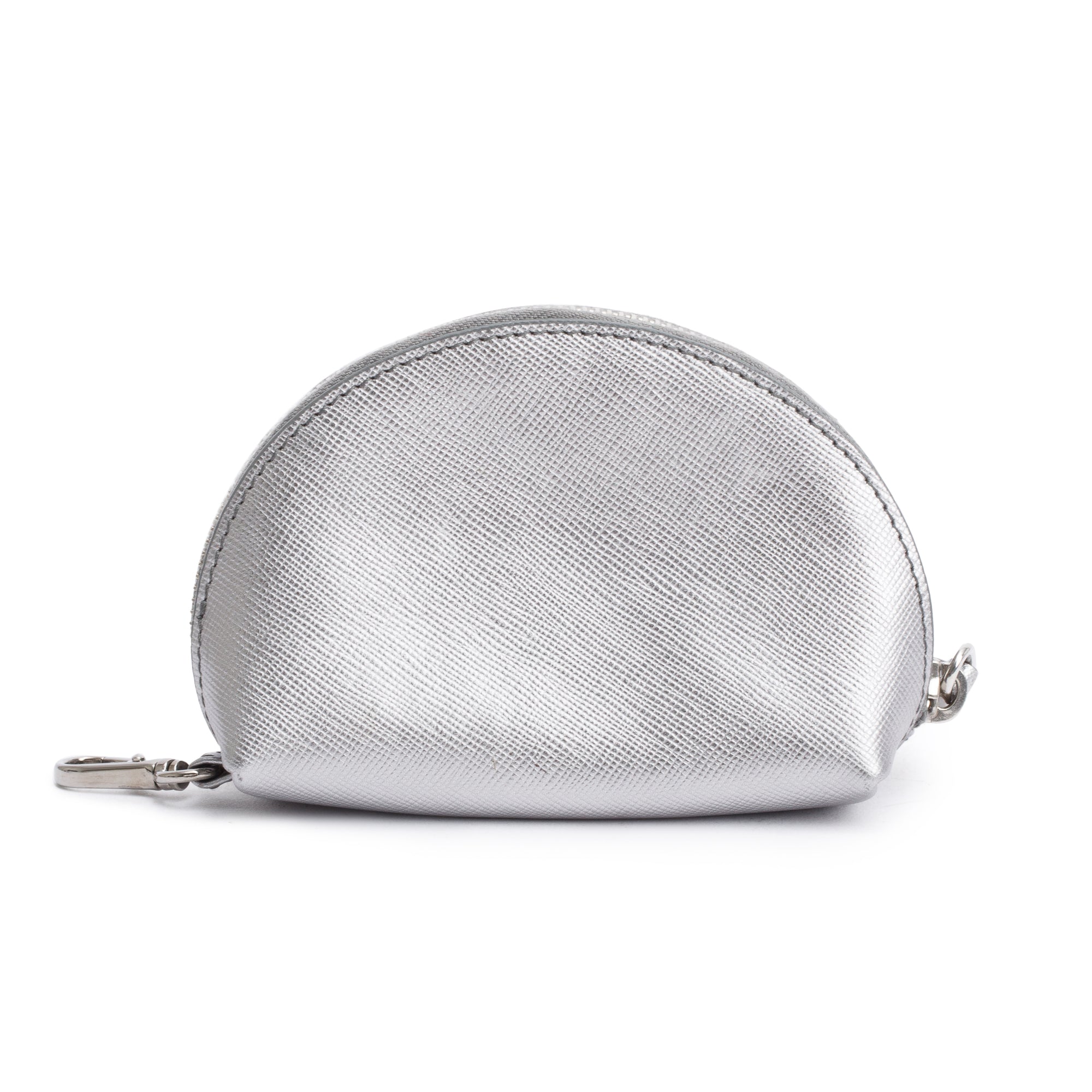 Prada Silver Saffiano Metal Coin Purse