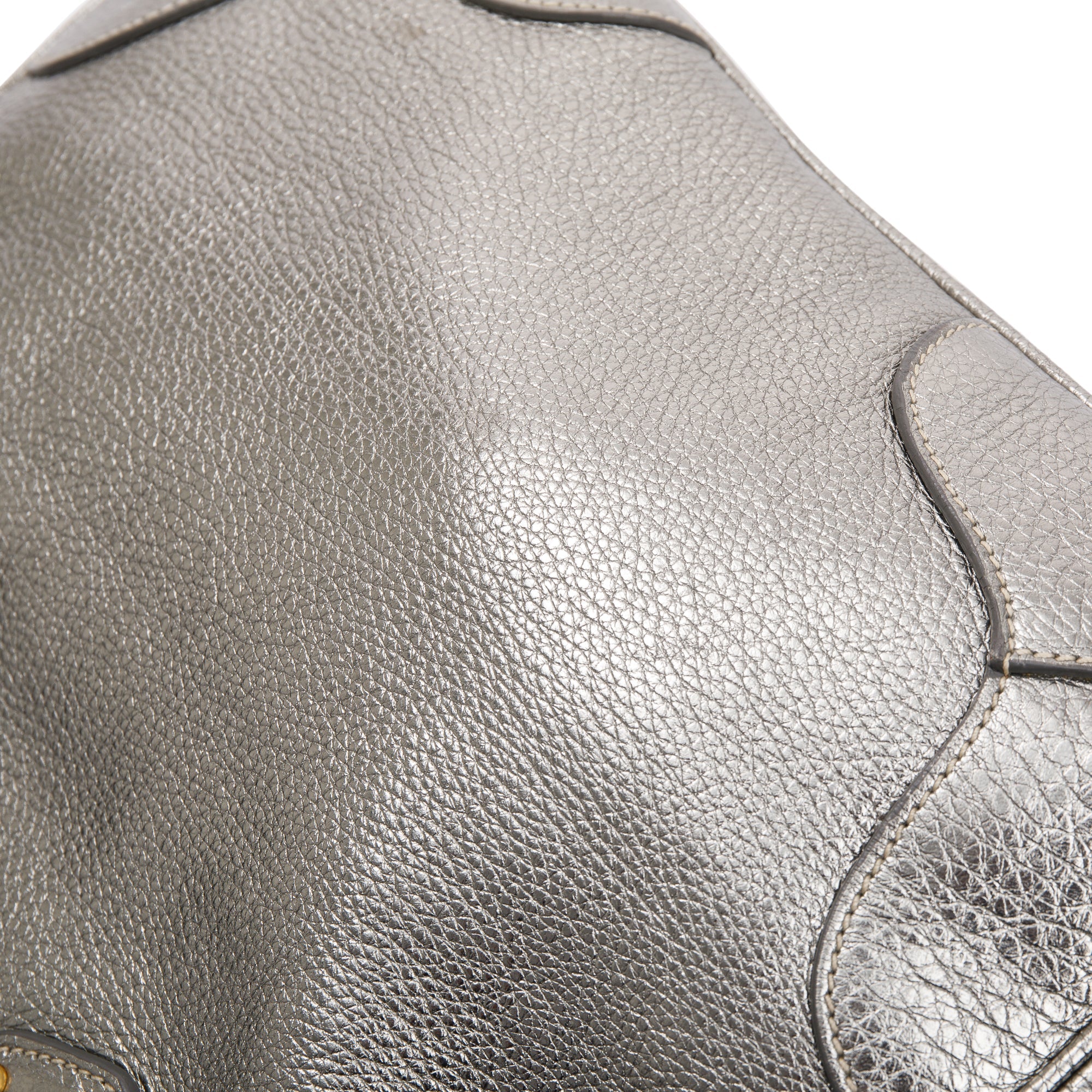 Prada Silver Vitello Daino Leather Tote w/ Strap & Authenticity Card