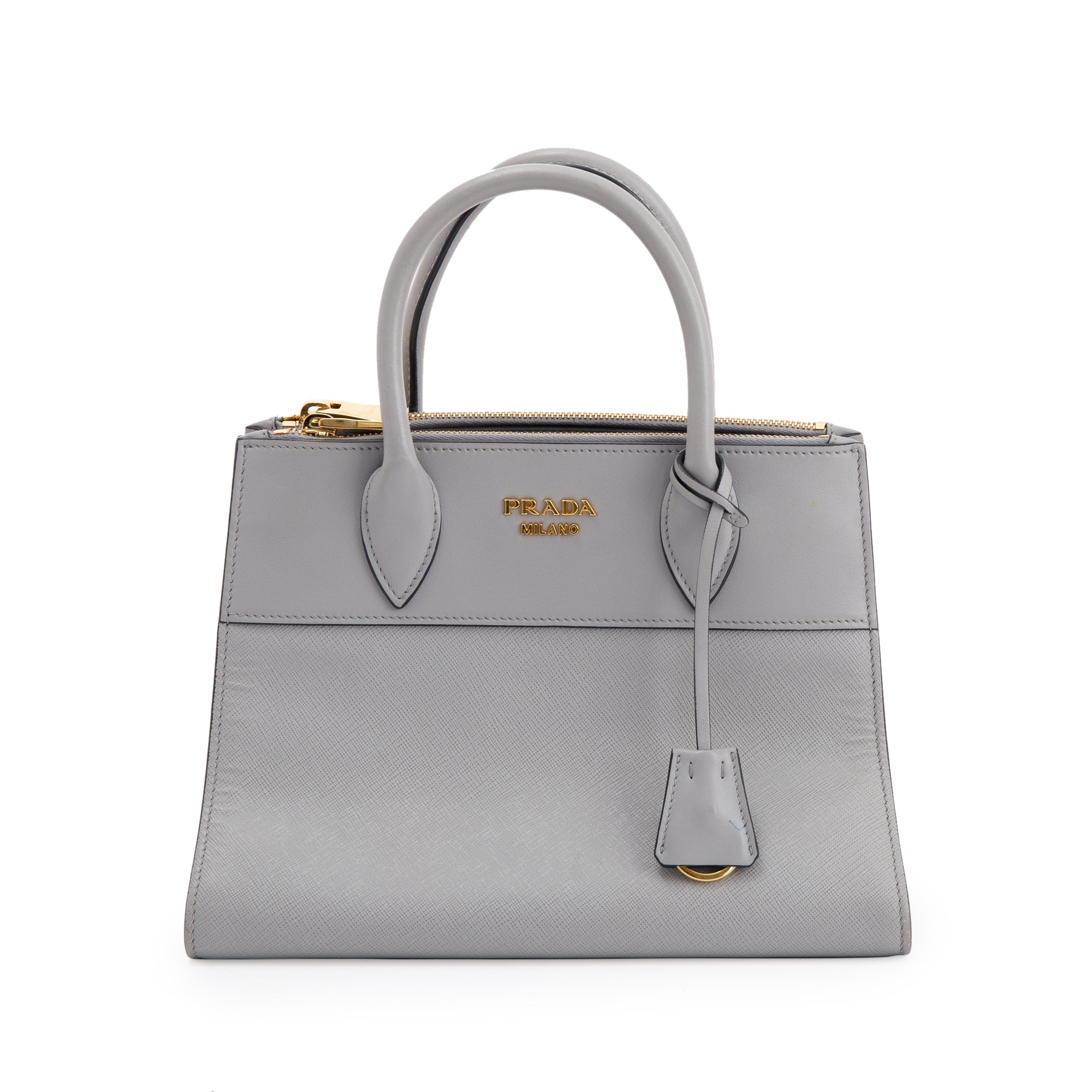 Prada Small Saffiano & City Calf Leather Paradigme Tote w/ Strap