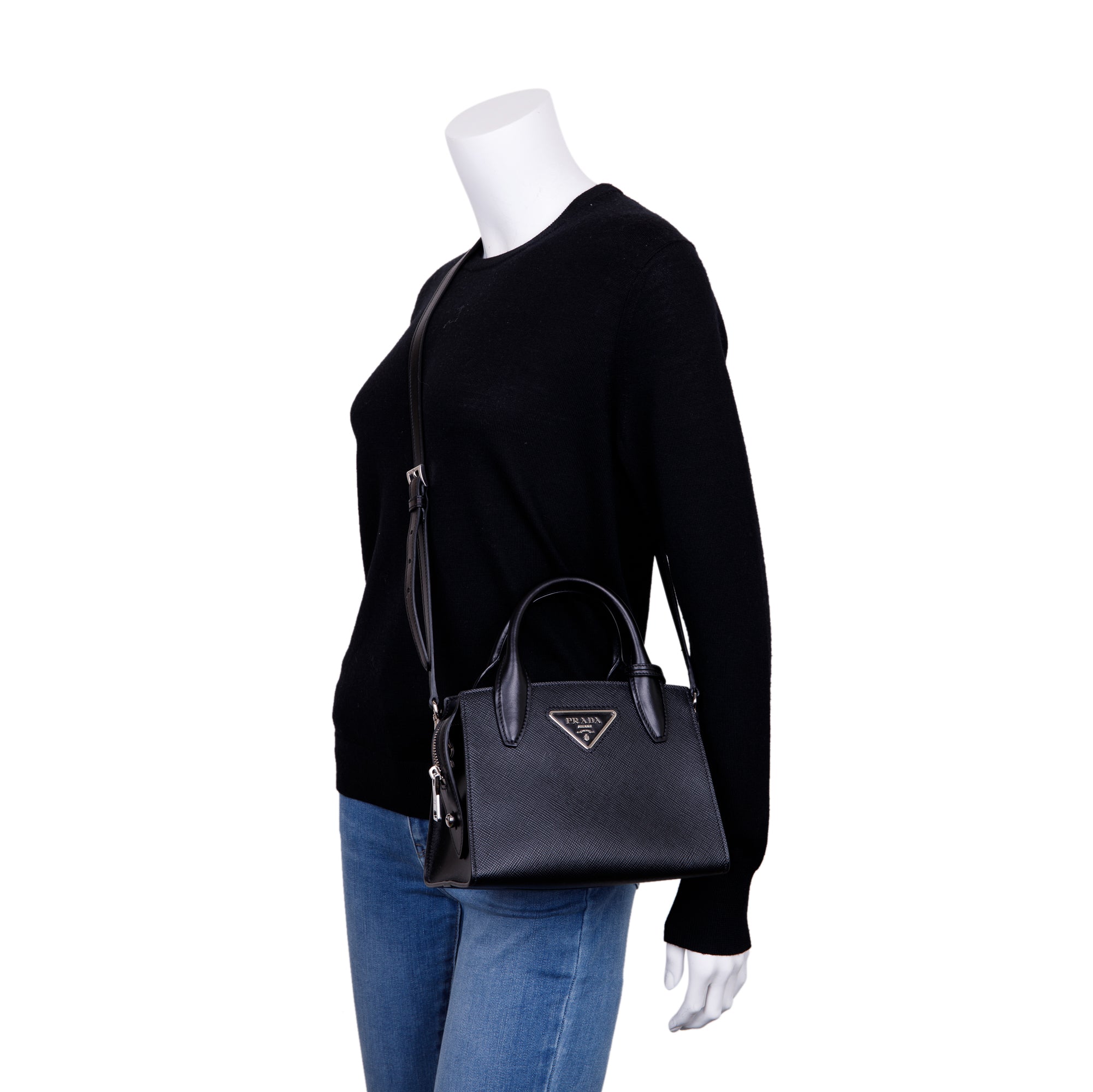 Prada Small Saffiano Cuir Kristen Bag with Strap w/ Box, Receipt & Authenticity Card