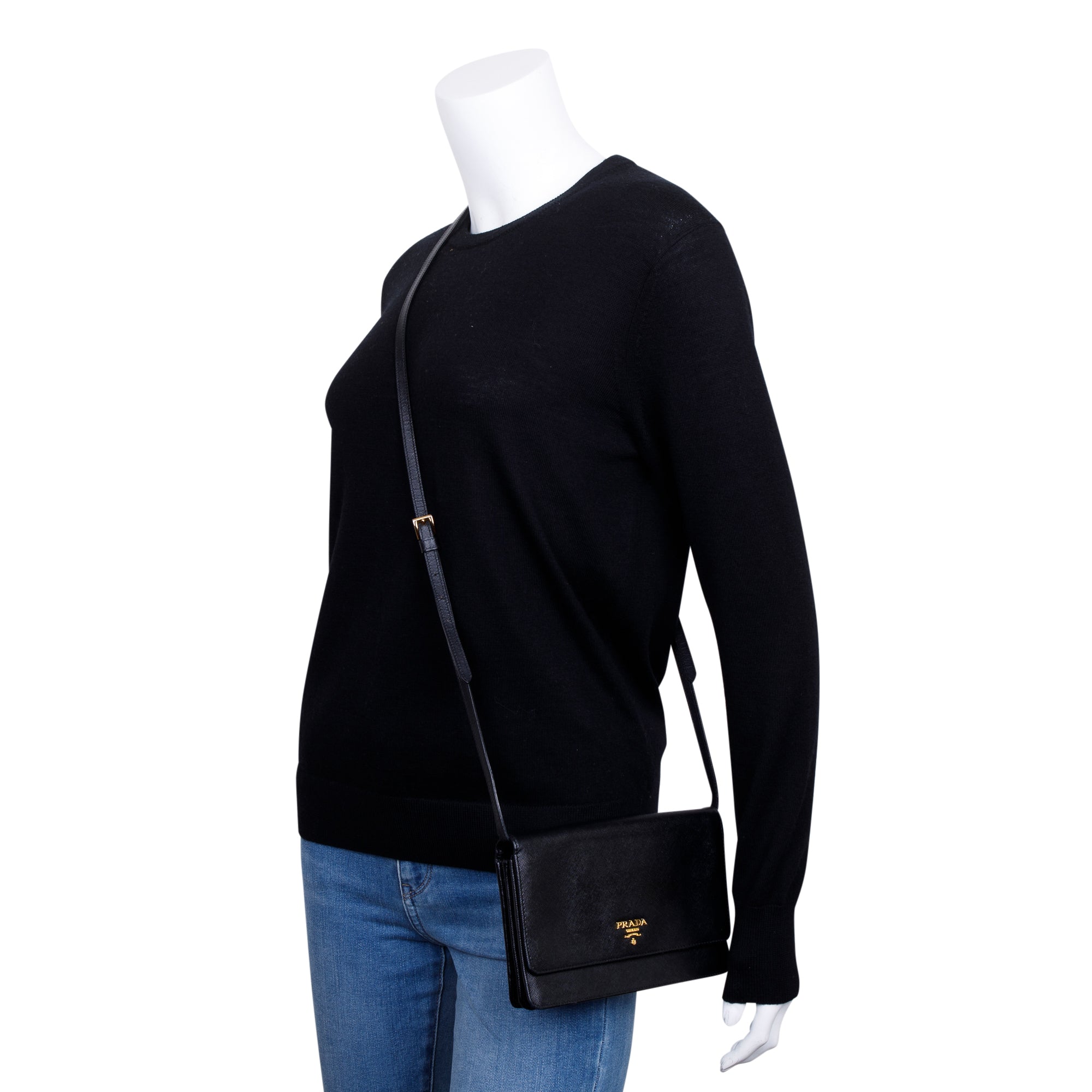 Prada Small Saffiano Lux Wallet on Strap