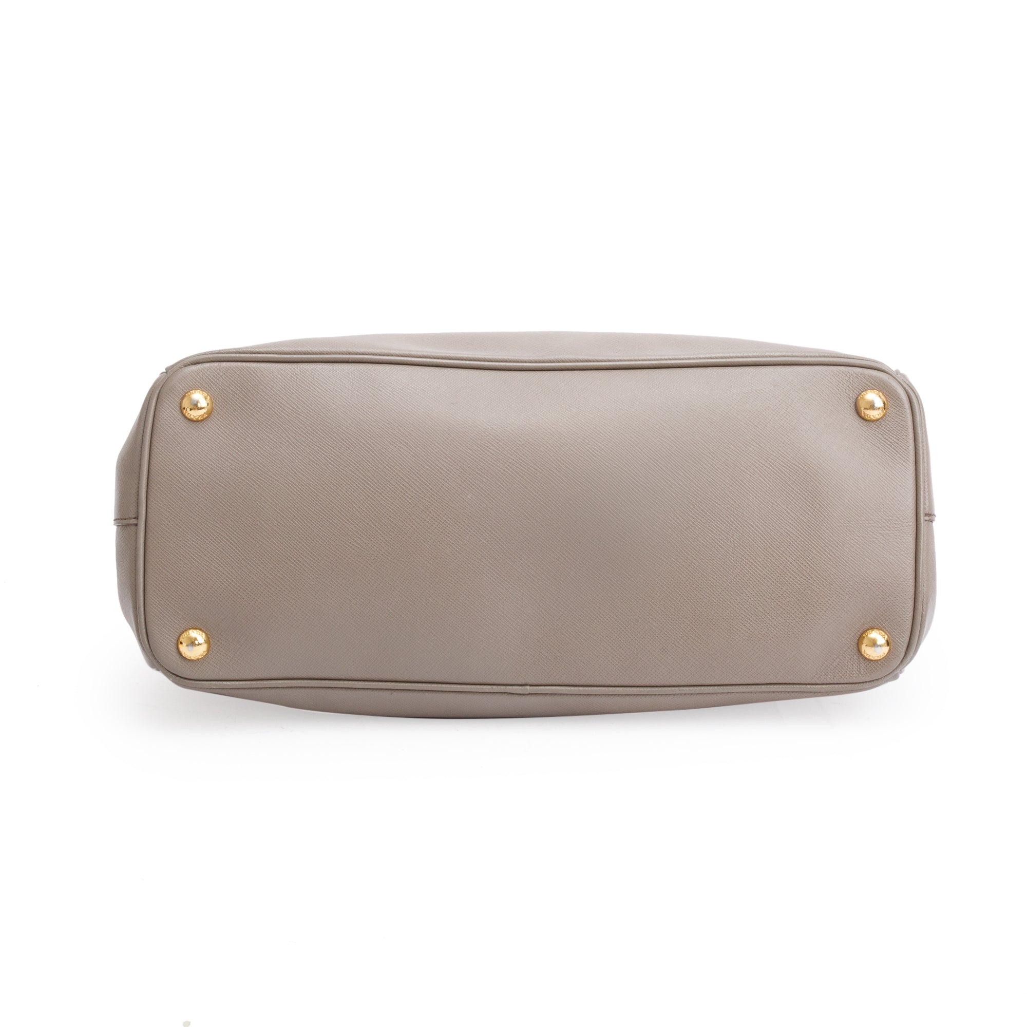 Prada Taupe Saffiano Lux Medium Double Zip Galleria Tote w/ Strap