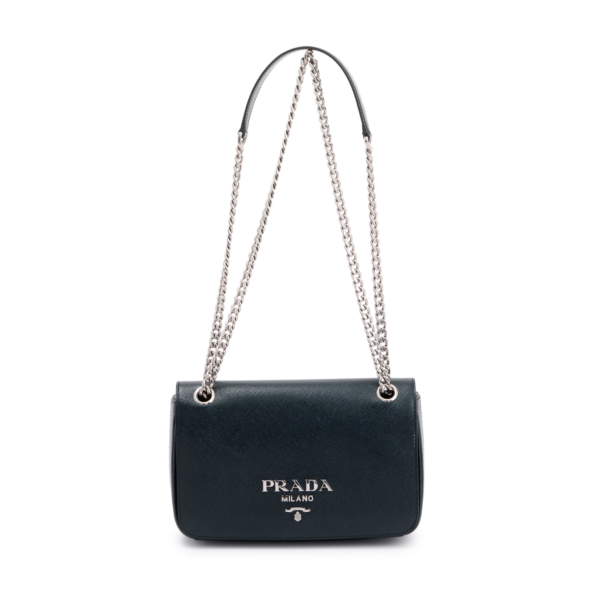 Prada Vernice Saffiano Leather Chain Flap Crossbody Bag