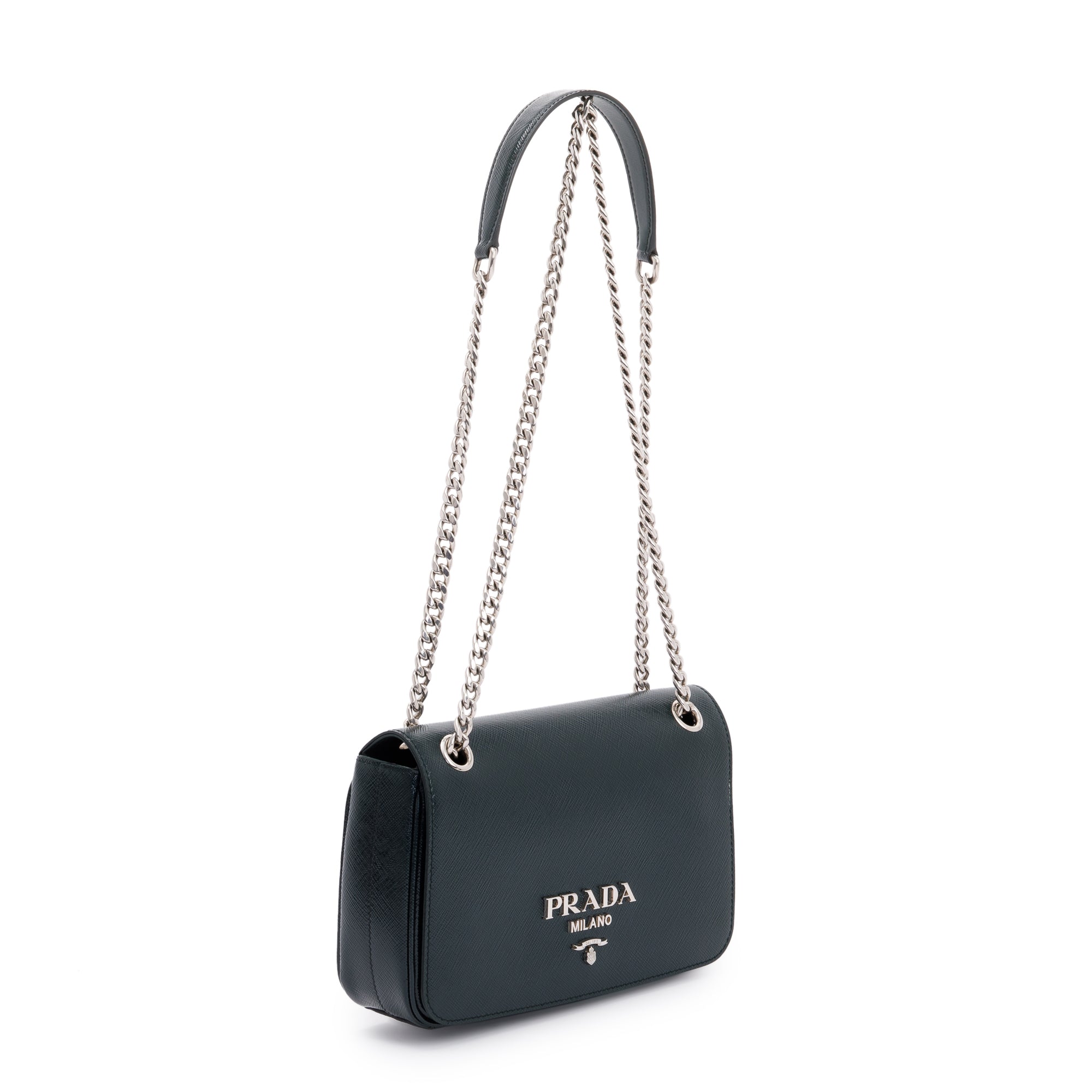 Prada Vernice Saffiano Leather Chain Flap Crossbody Bag