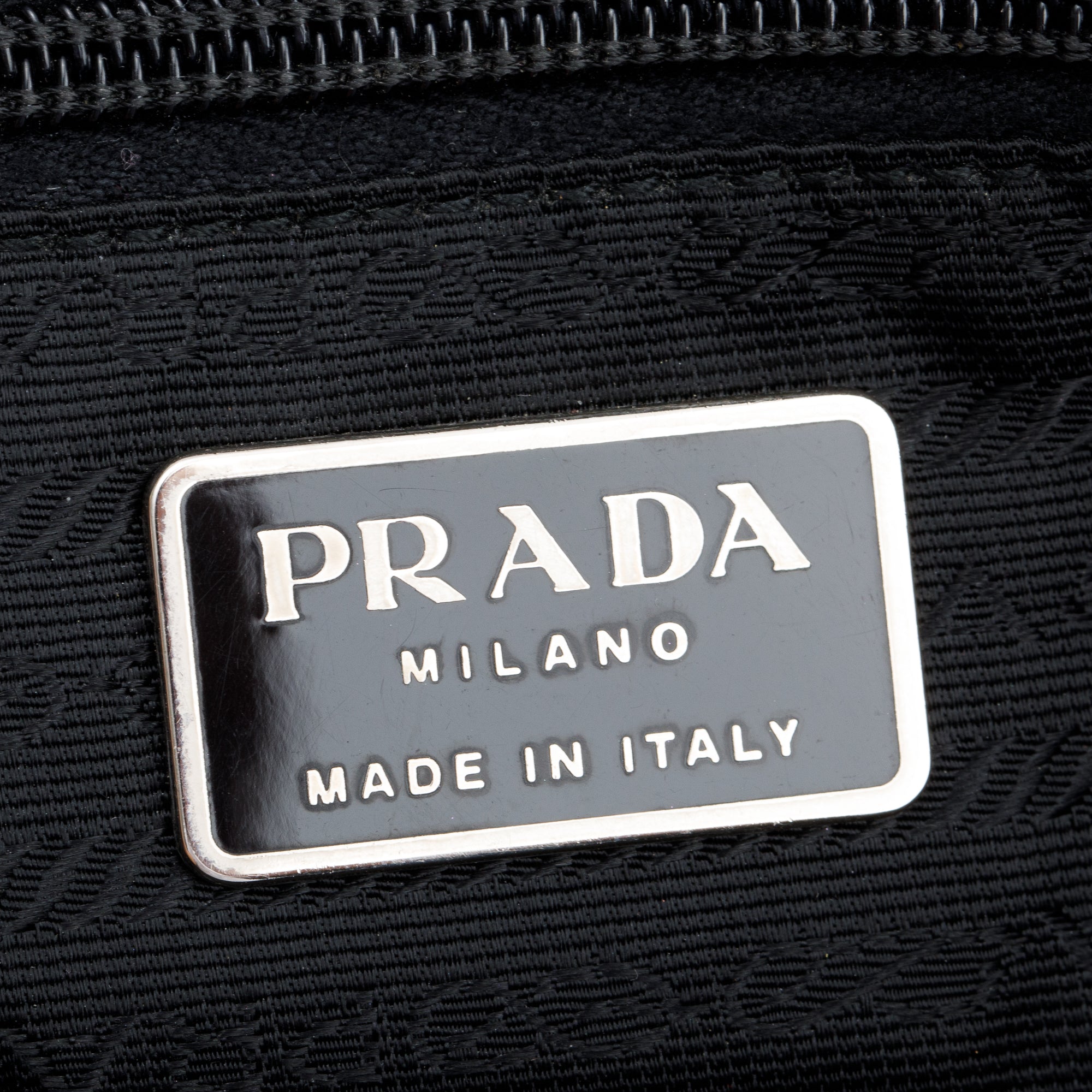 Prada Vintage Black Leather-Trimmed Tessuto Nylon Shoulder Bag