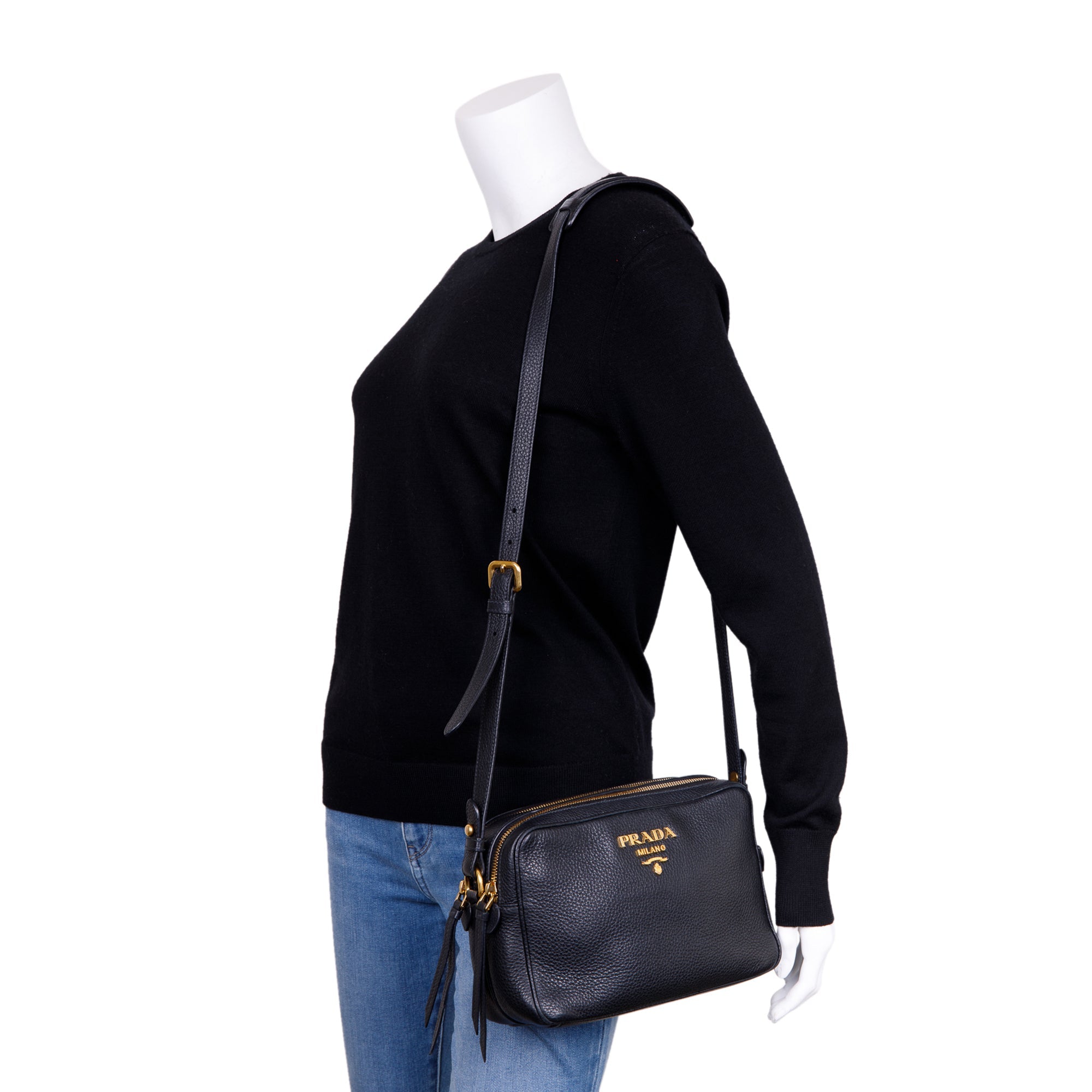 Prada Vitello Daino Double Zip Camera Bag