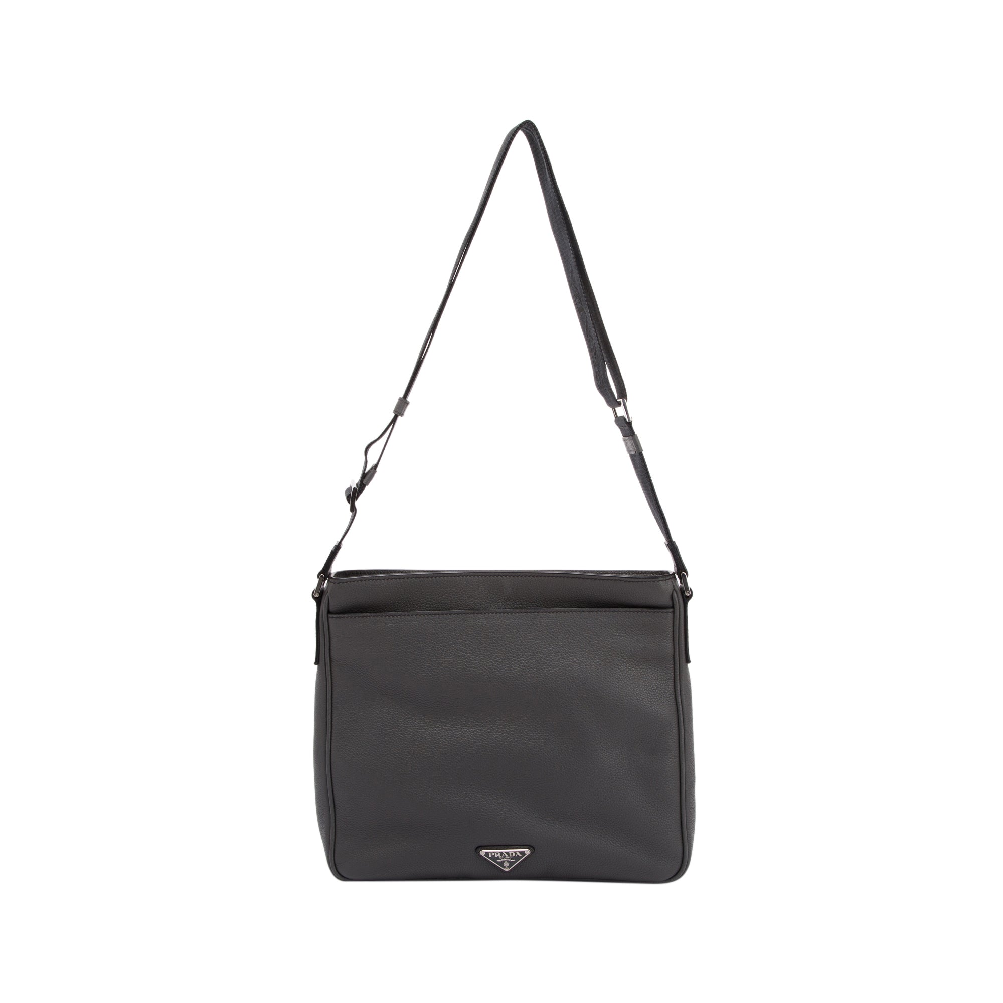 Prada Vitello Daino Front Pocket Zip Messenger Bag