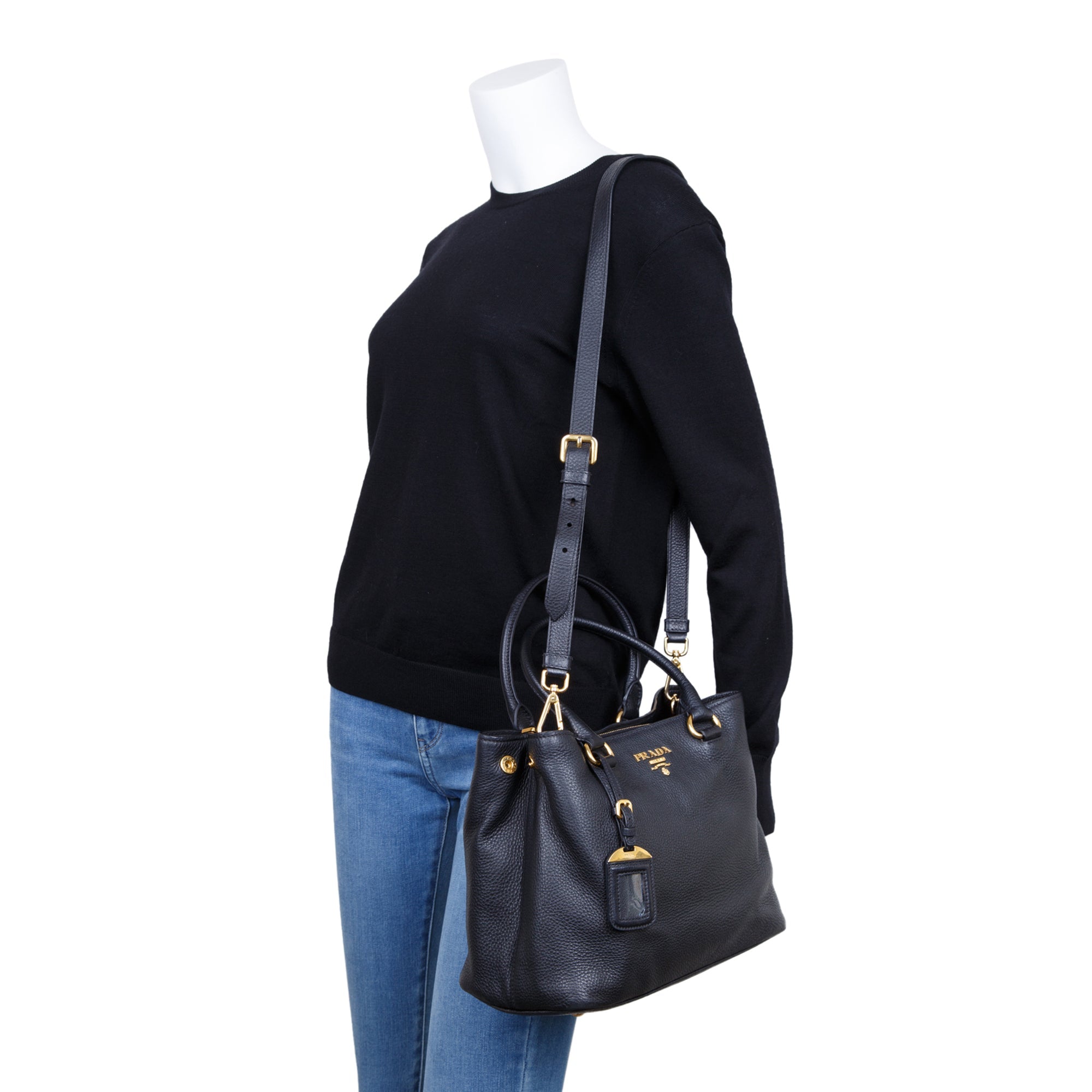 Prada Vitello Phenix Convertible Tote w/ Strap