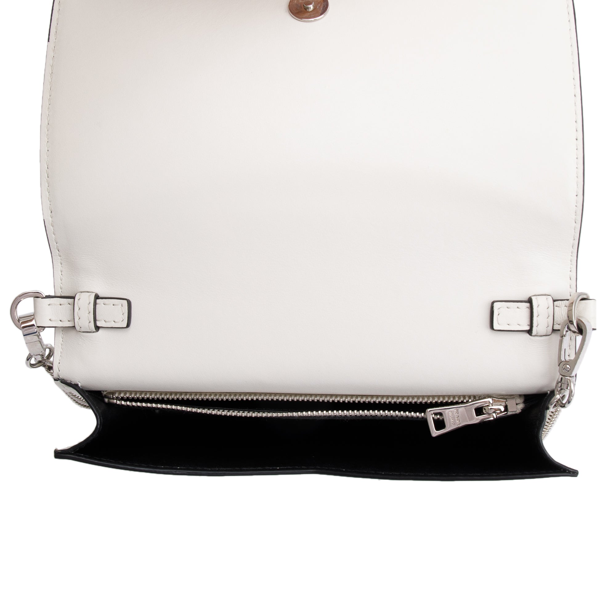 Prada White Brushed Leather Shoulder Bag