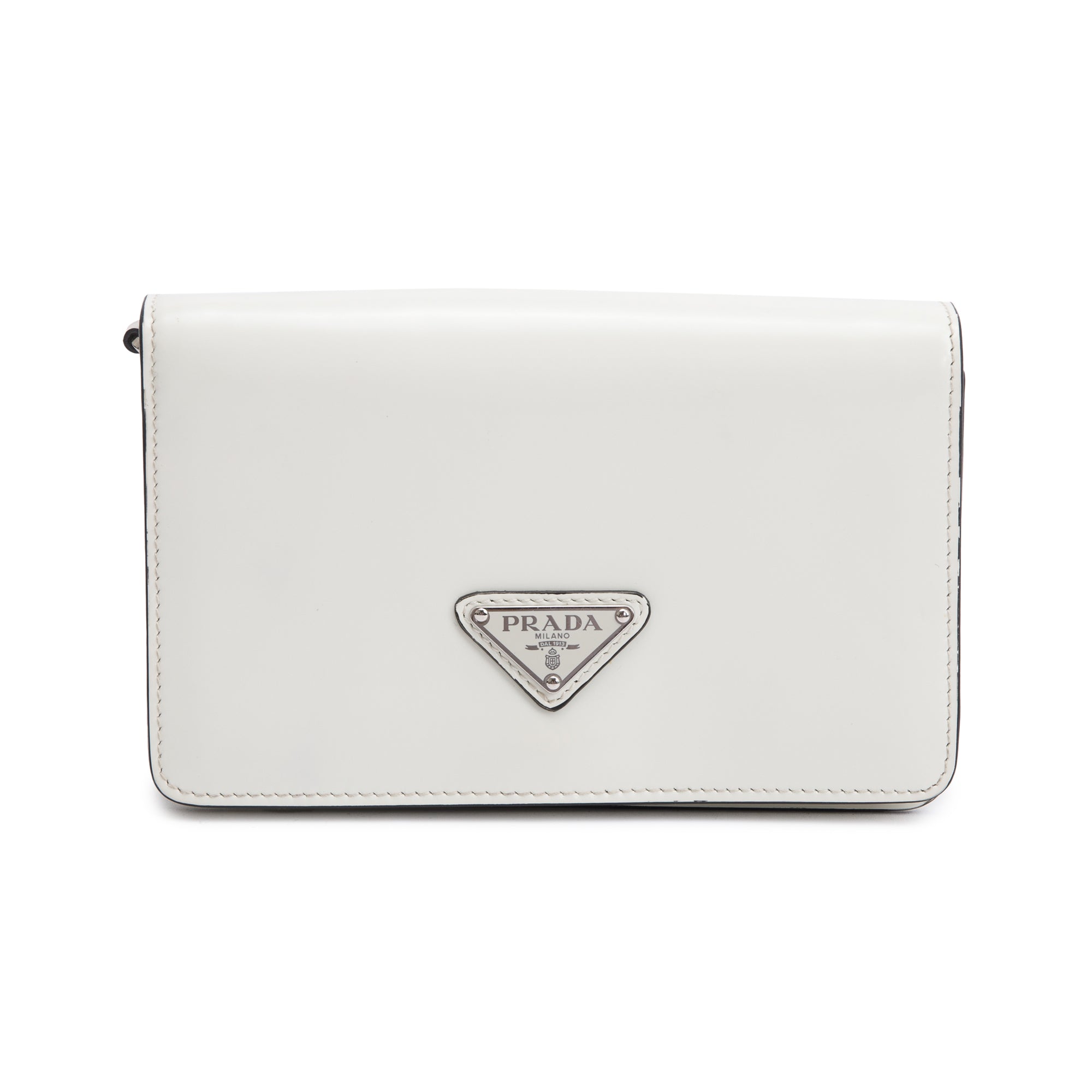 Prada White Brushed Leather Shoulder Bag