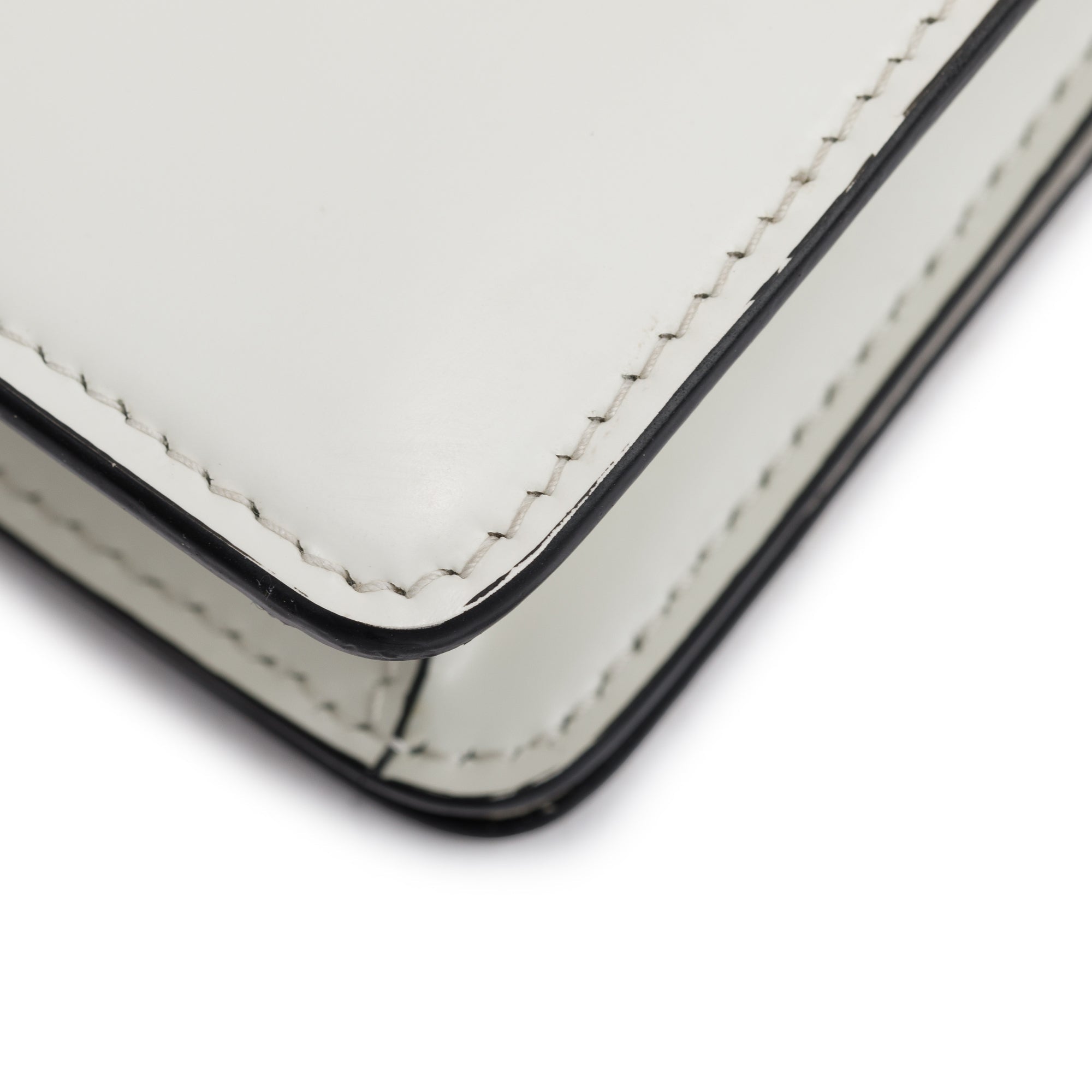 Prada White Brushed Leather Shoulder Bag