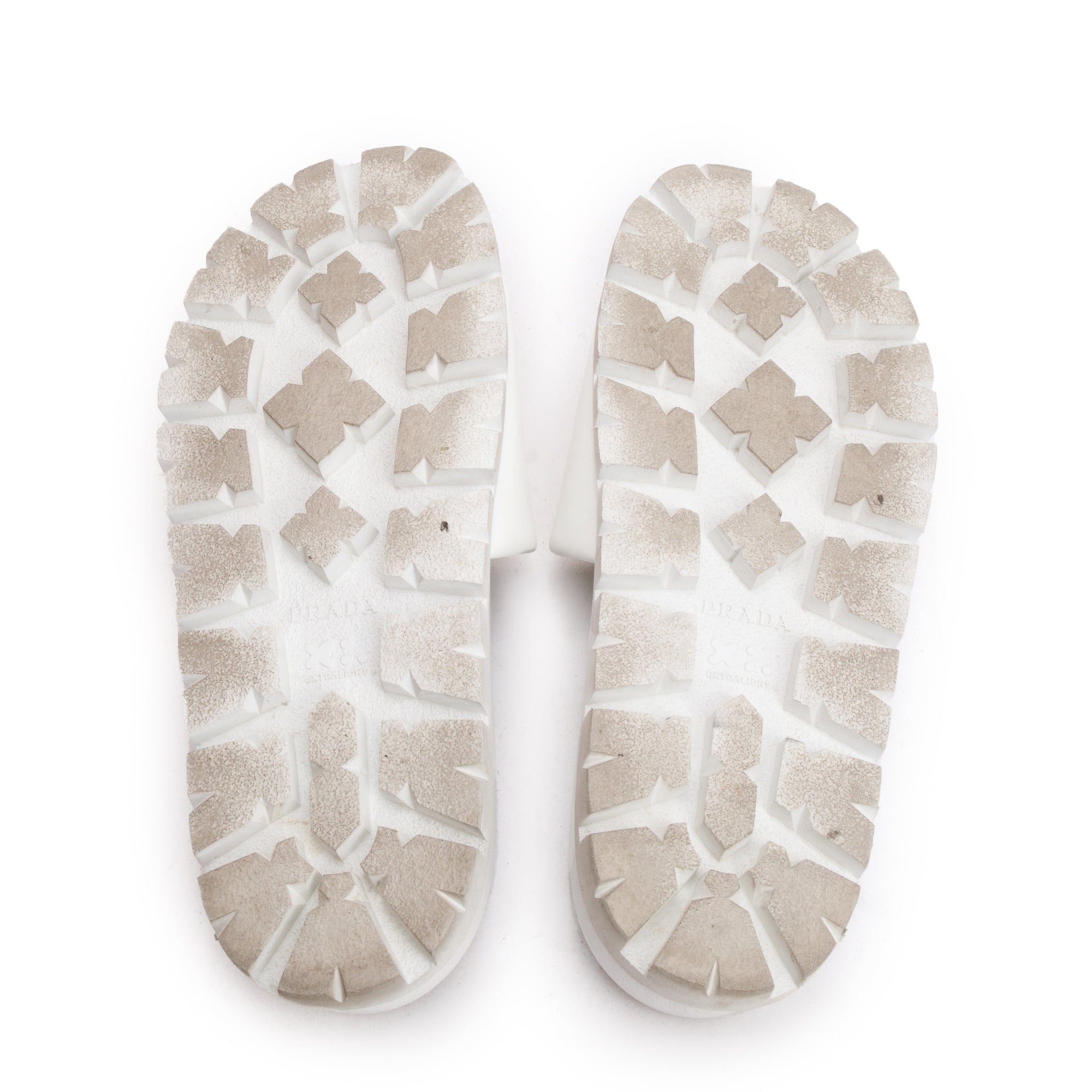 Prada White Graphic Print Leather Slide Sandals, Size 38.5