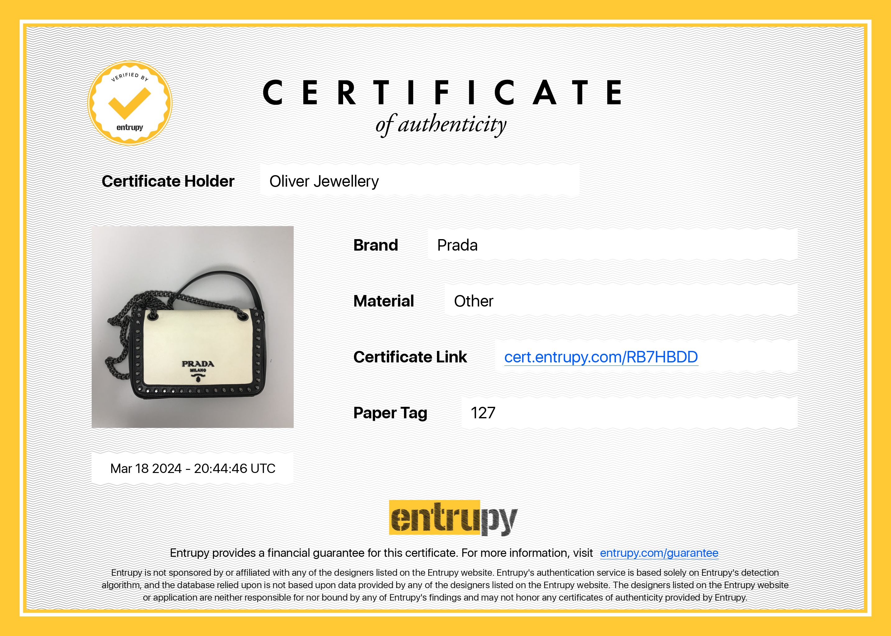 Prada White Leather Glace Studded Crossbody Bag w/ Authenticity Card