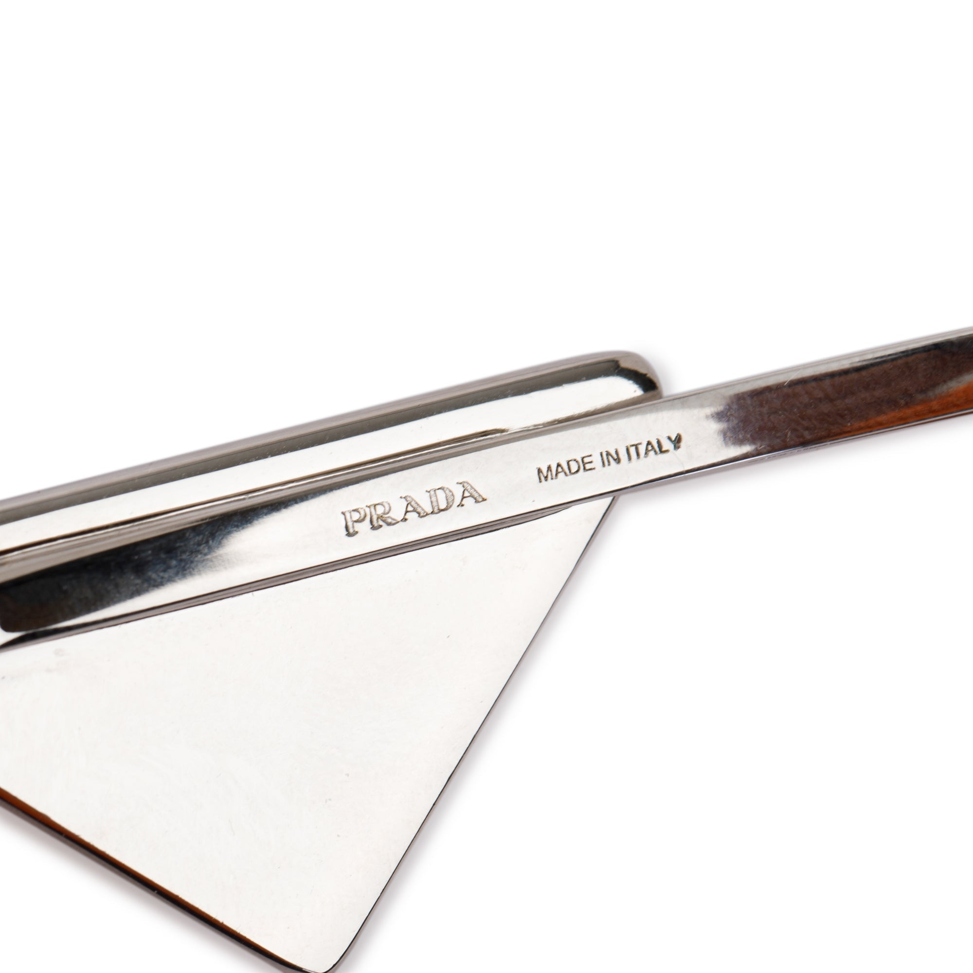 Prada White Metal Hair Clip w/ Box