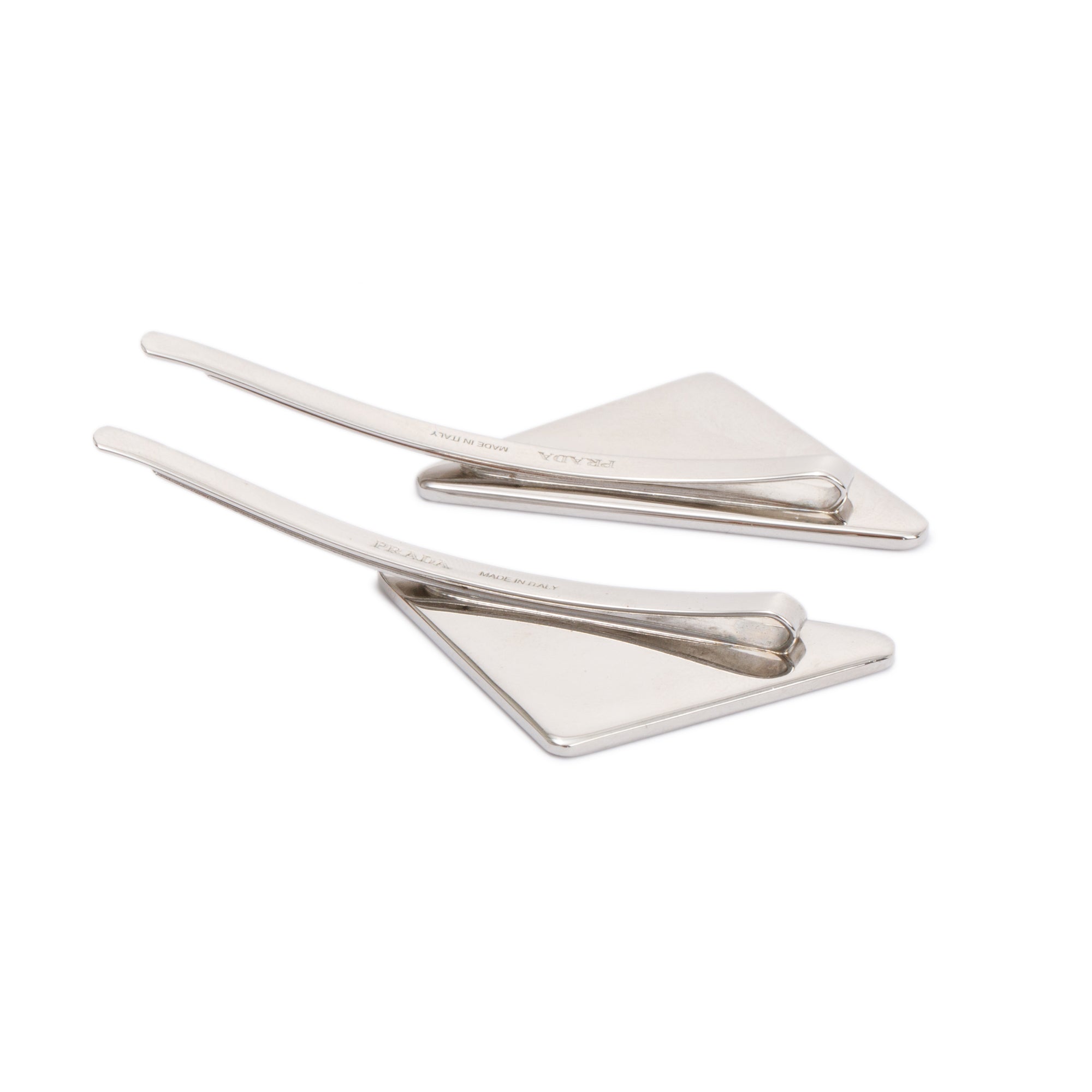 Prada White Metal Hair Clip w/ Box