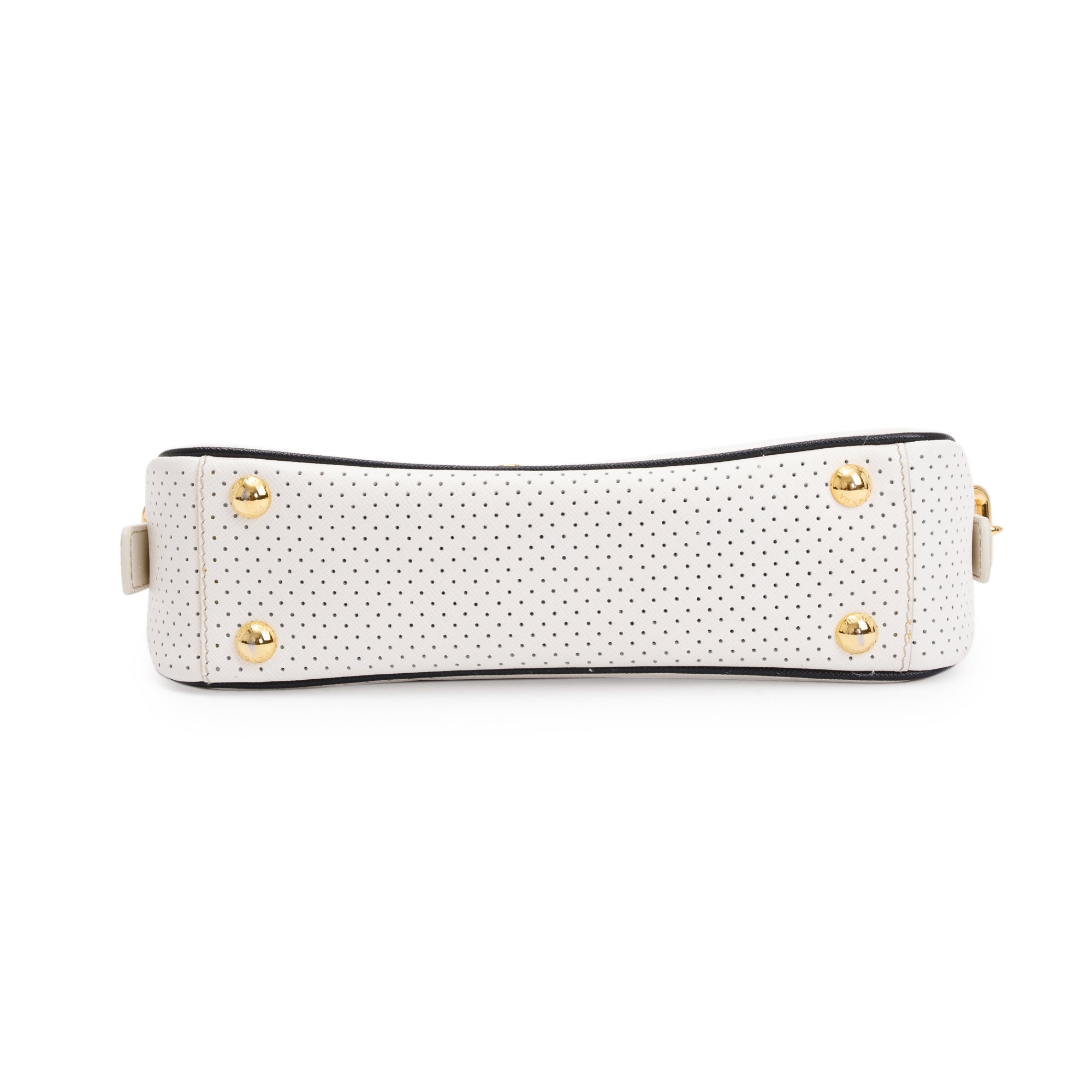 Prada White Perforated Saffiano Leather Fori Baguette Bag