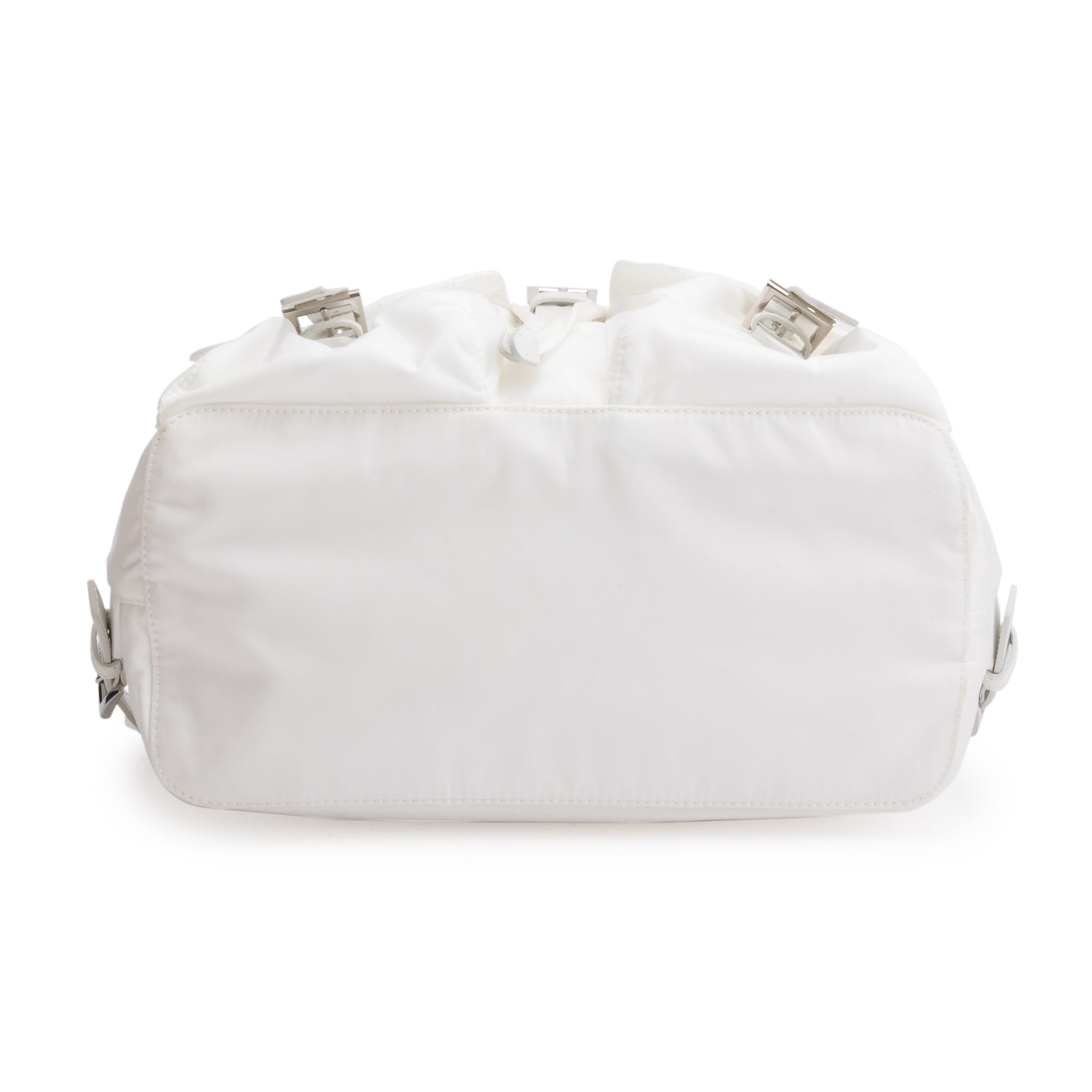 Prada White Re-Nylon Saffiano Medium Backpack w/ Pouch