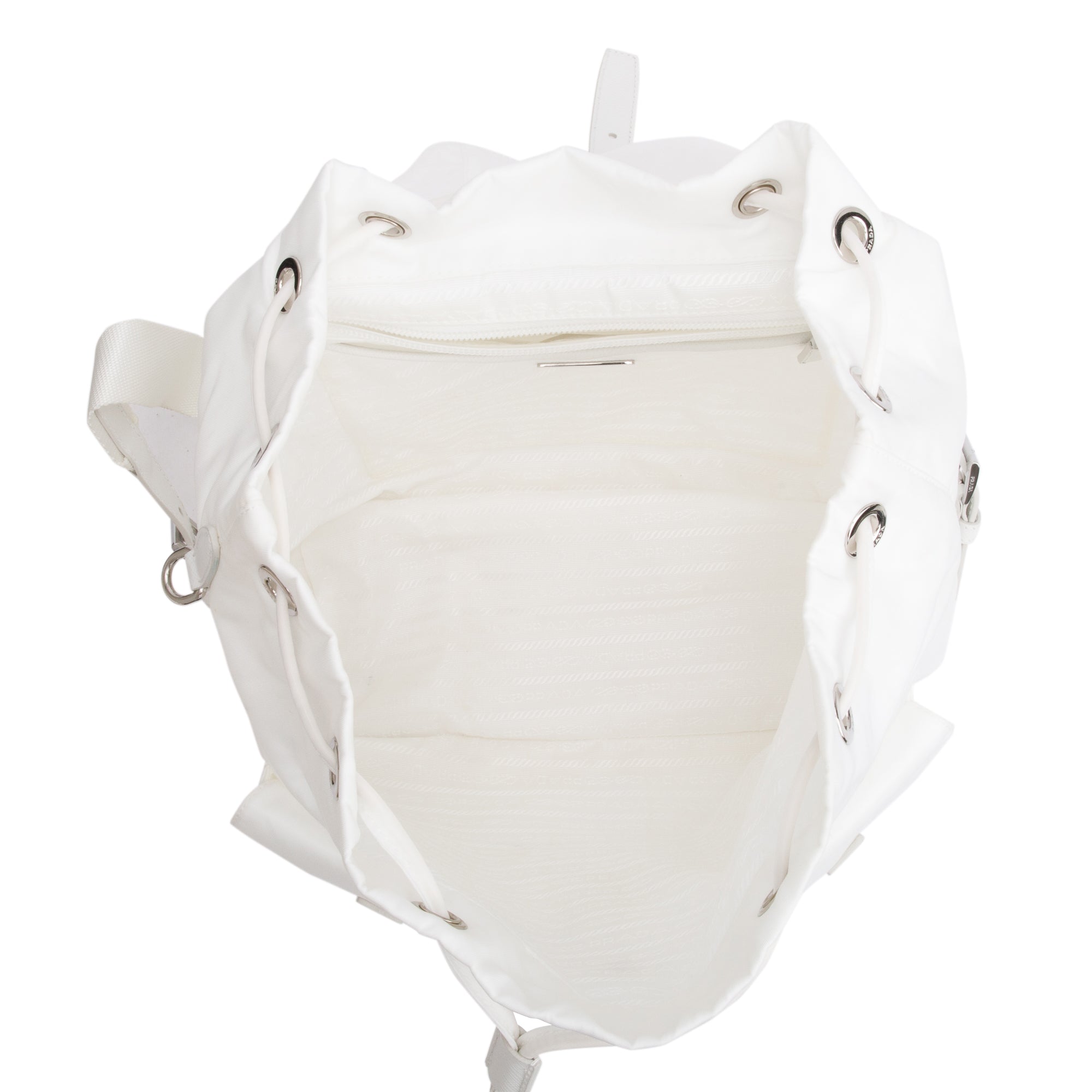 Prada White Re-Nylon Saffiano Medium Backpack w/ Pouch