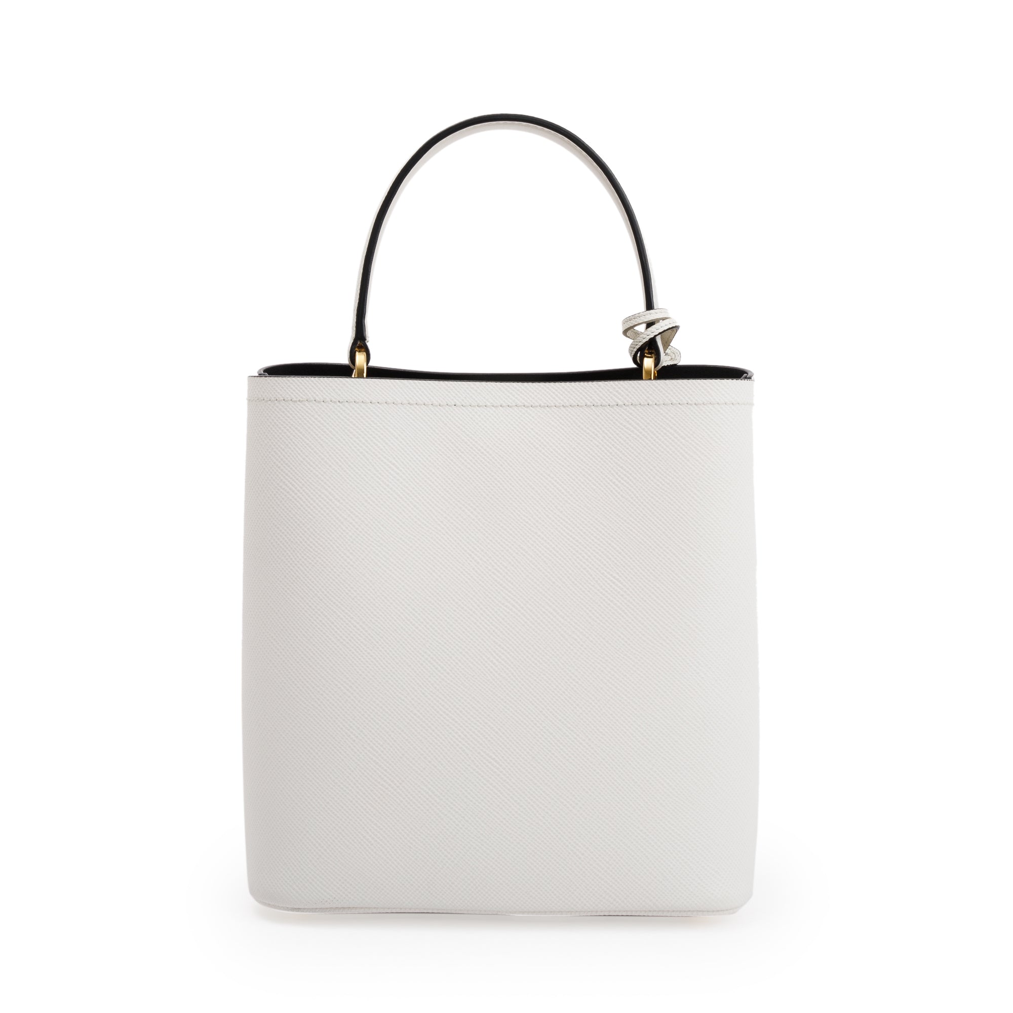 Prada White Saffiano Cuir Medium Panier Bag w/ Strap