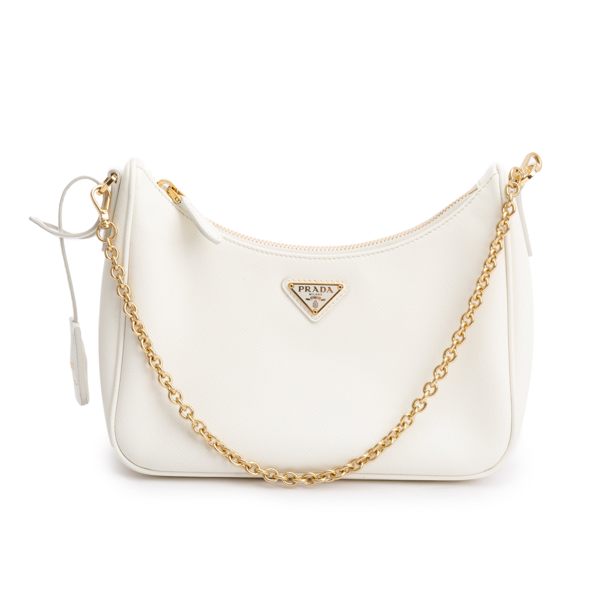 Prada White Saffiano Leather Re-Edition 2005 Shoulder Bag