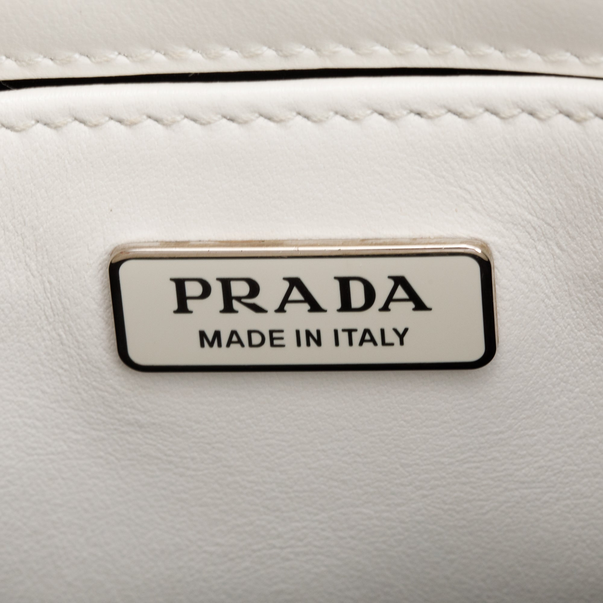 Prada White Spazzolato Leather Cleo Bag