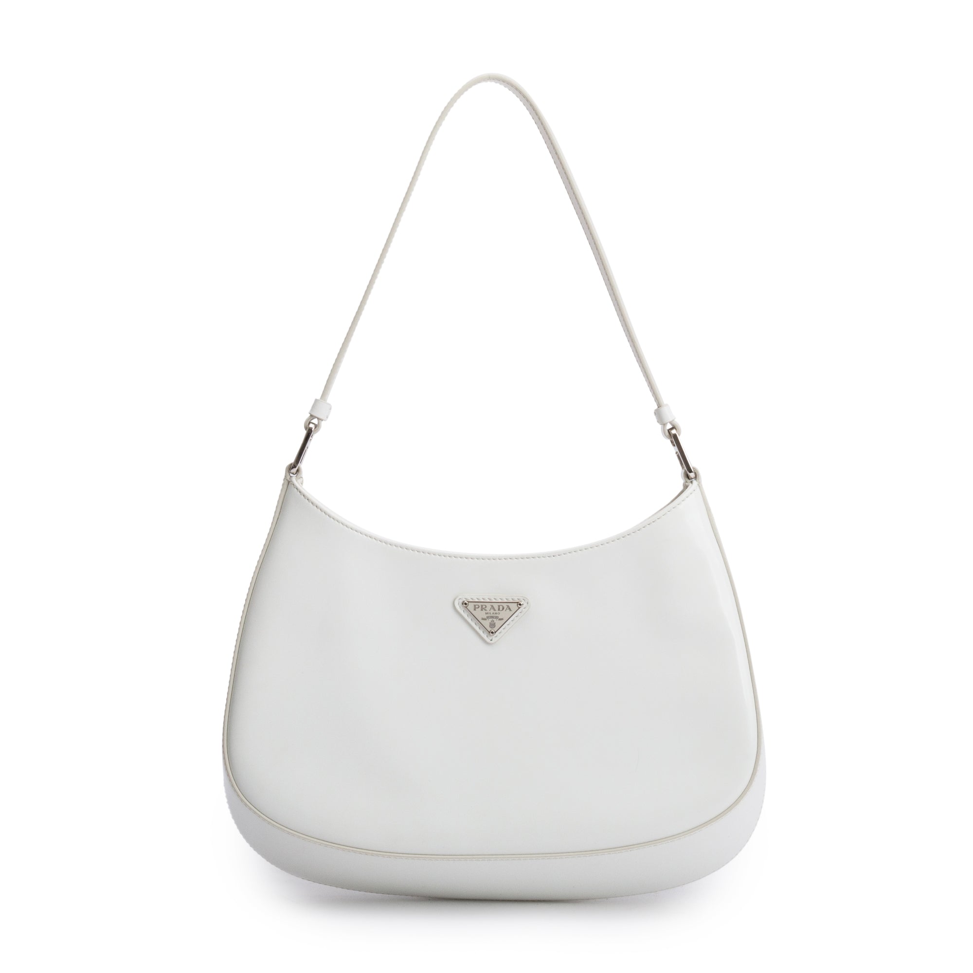 Prada White Spazzolato Leather Cleo Bag