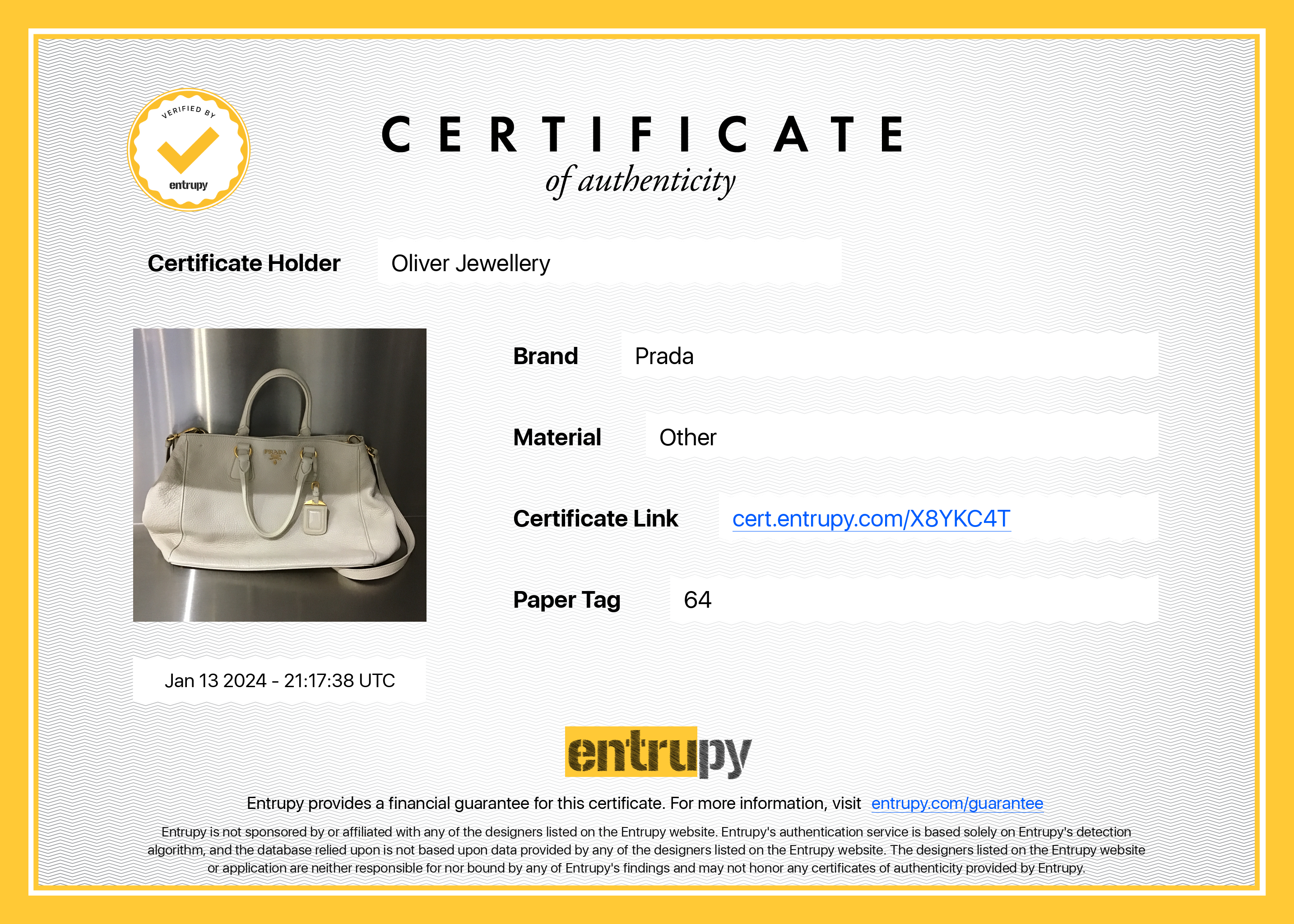 Prada White Vitello Daino Leather Tote w/ Strap