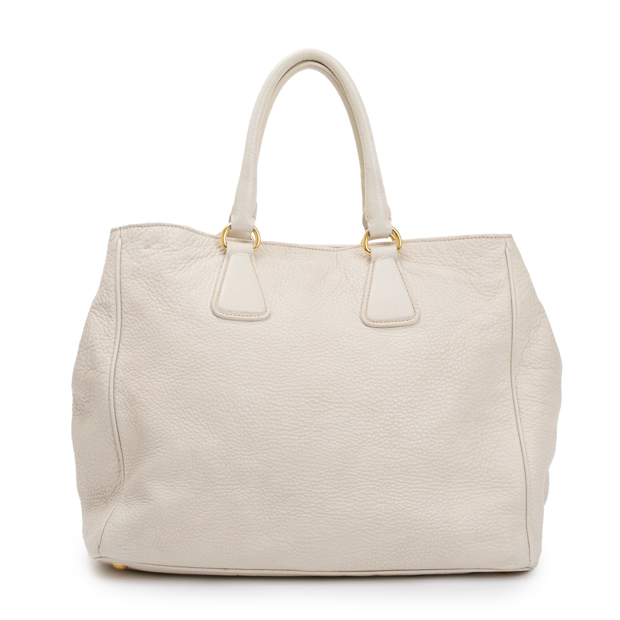 Prada White Vitello Daino Leather Tote w/ Strap
