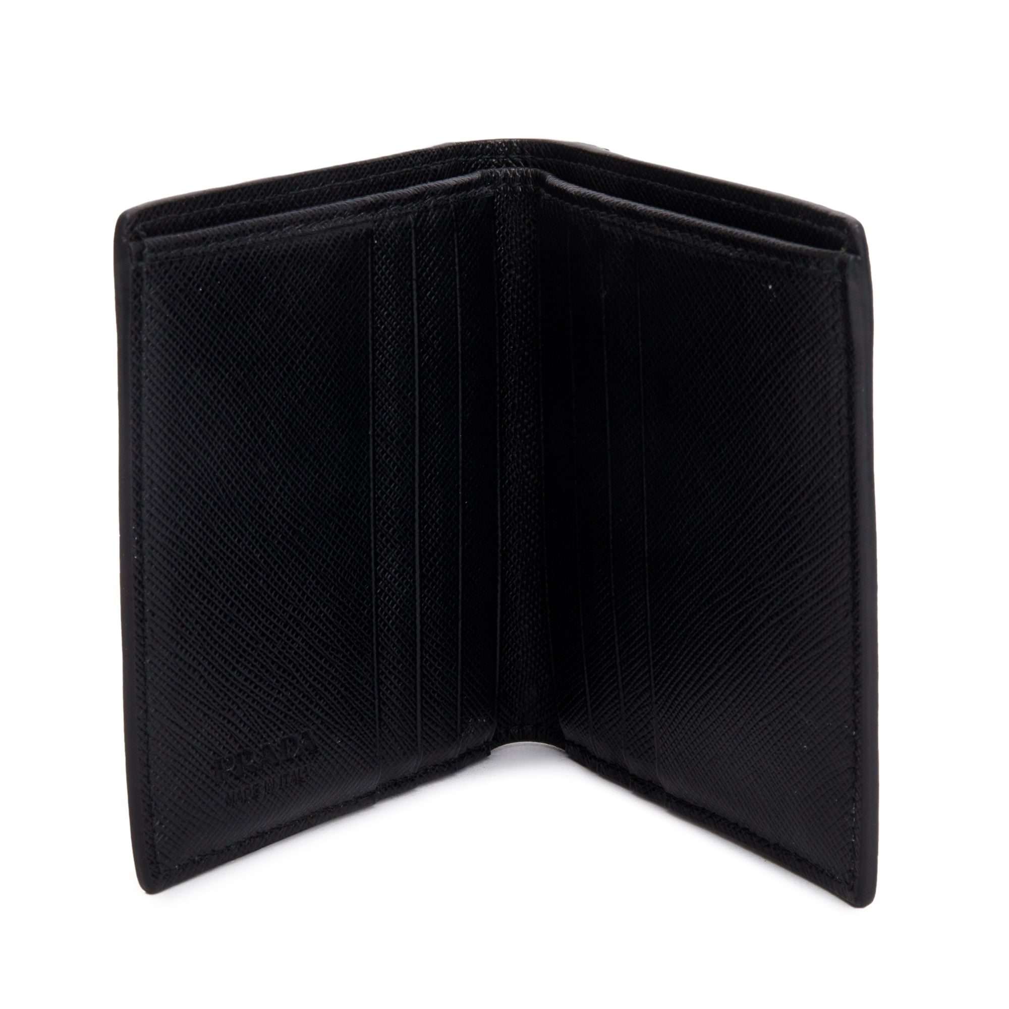 Prada X Universal Studios Black Multicolor Saffiano Leather Frankenstein Heart Studded Bifold Wallet