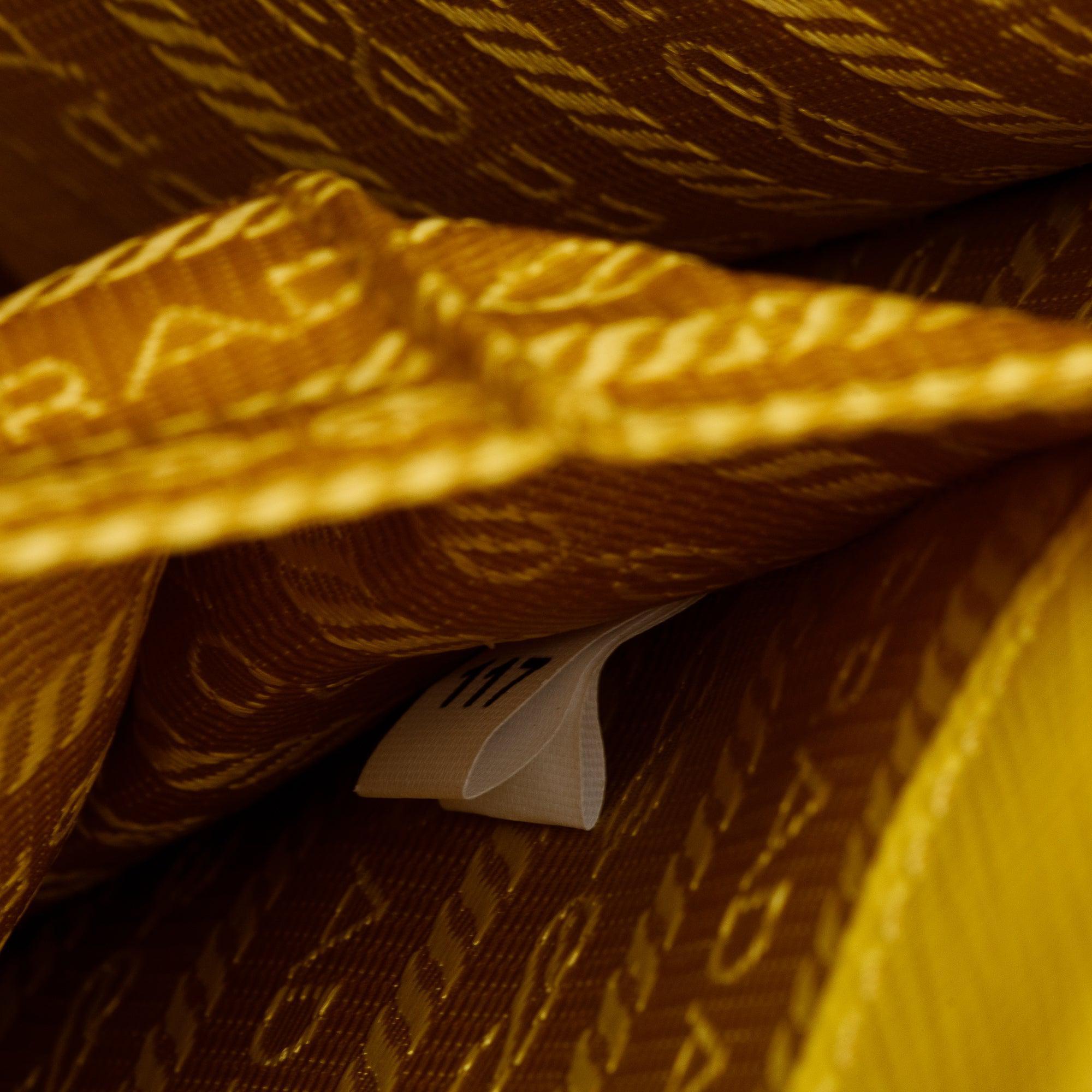 Prada Yellow Saffiano Stampata Palm Tree Print Crossbody Bag