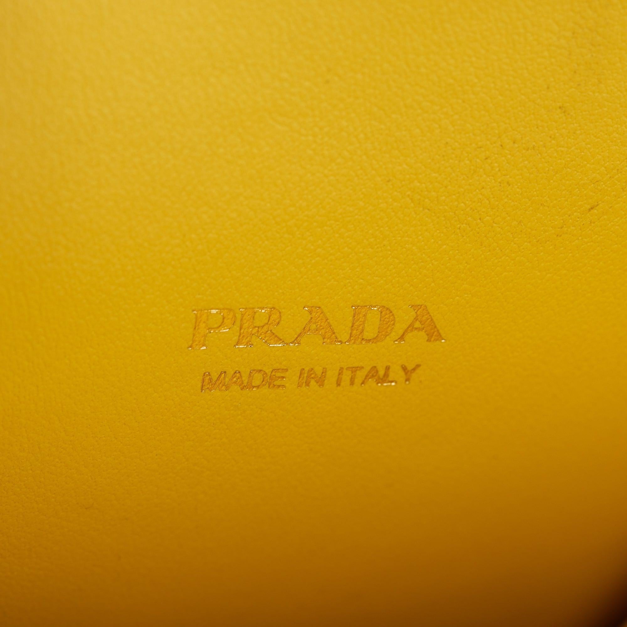 Prada Yellow Saffiano Triangle Phone Bag w/ Strap, Box & Authenticity Card