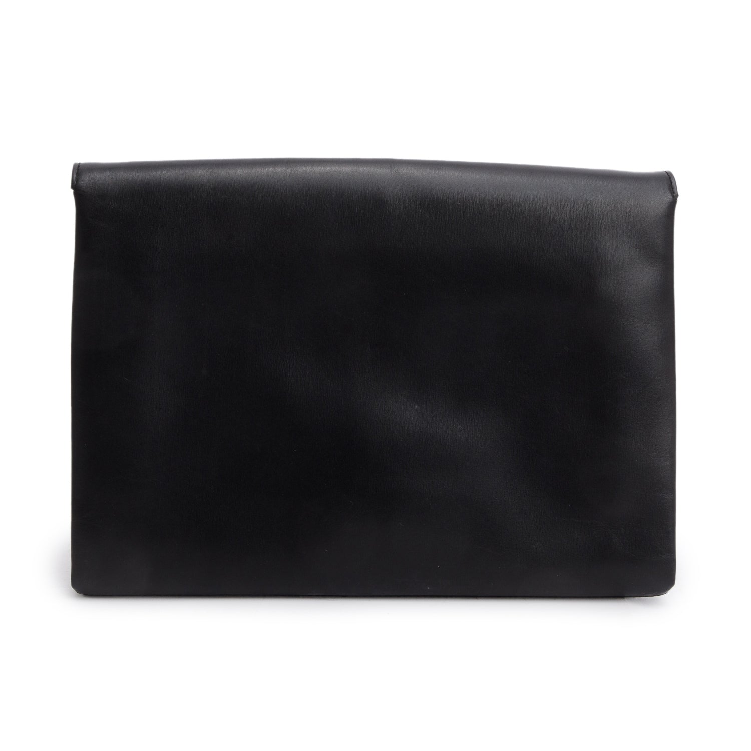 Roger Vivier Black Soft Leather Envelope Clutch on Chain