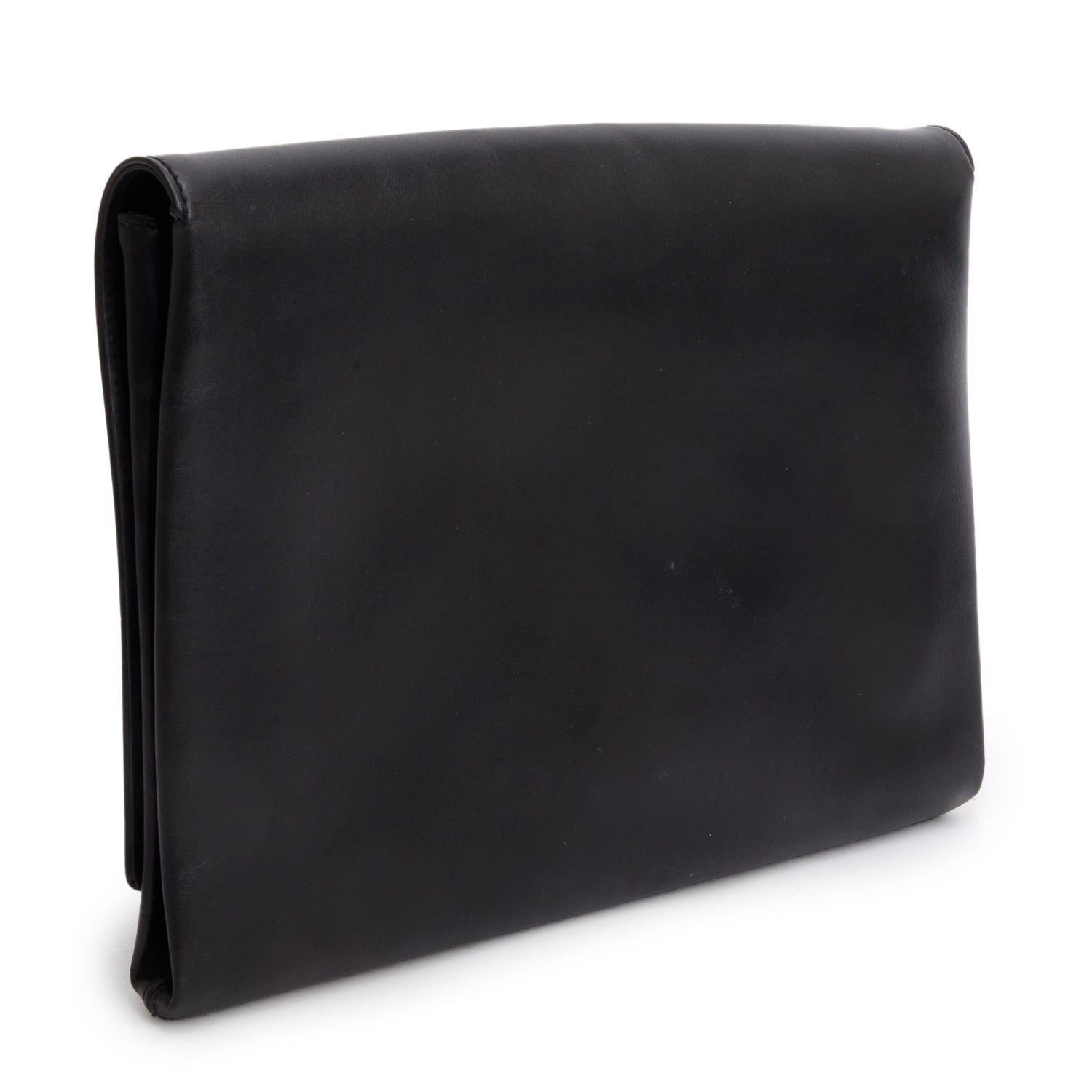 Roger Vivier Black Soft Leather Envelope Clutch on Chain