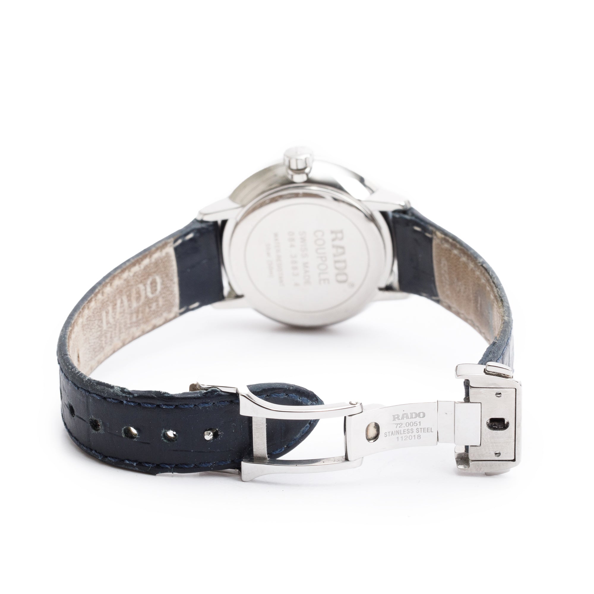 Rado Stainless Steel Coupole Moonphase 34 MM Quartz Watch Blue Mother of Pearl Dial