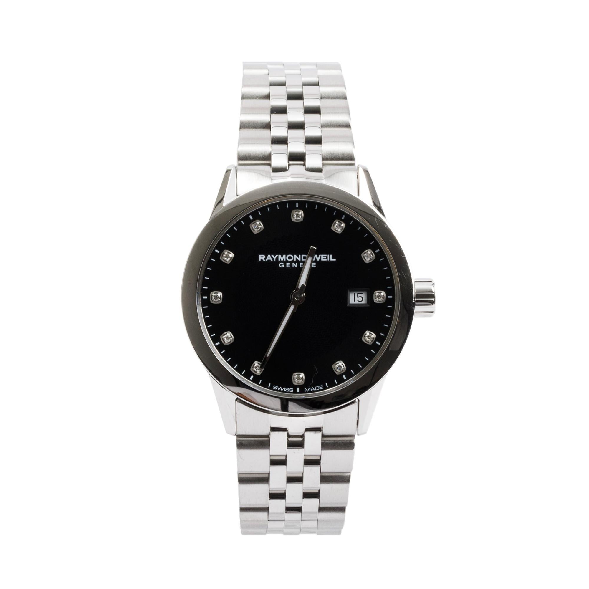 Raymond Weil Stainless Steel Diamond Dial Freelancer 29 MM Watch w/ Box & Papers