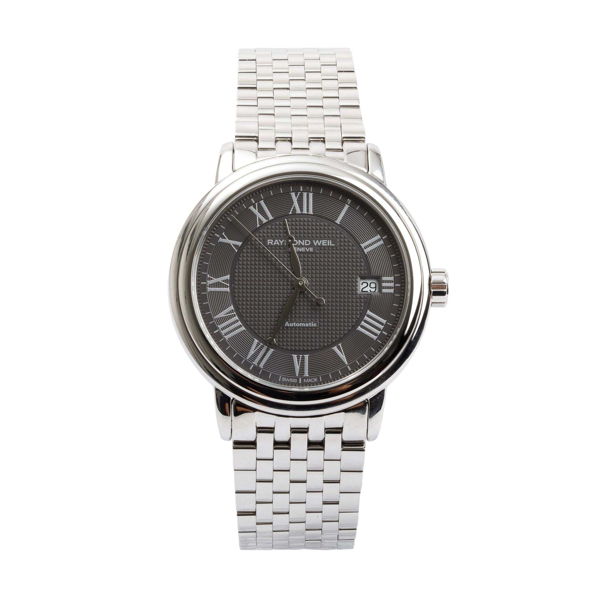 Raymond Weil Stainless Steel Maestro 39.5 MM Automatic Watch w/ Box & Papers