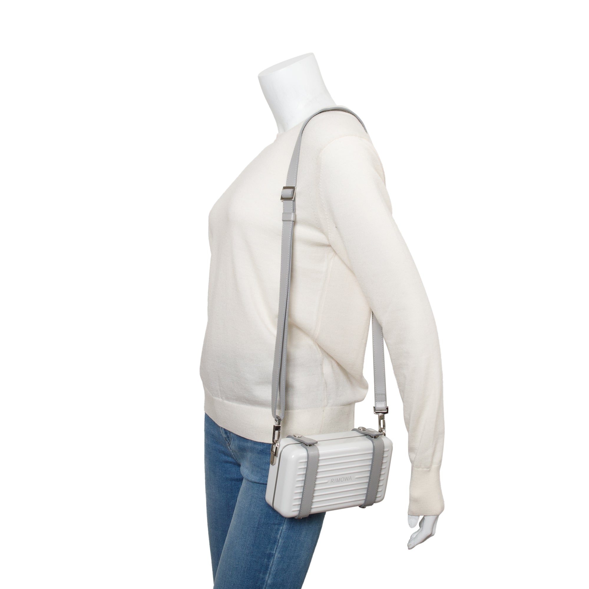 Rimowa White Acrylic Aluminum Personal Utility Case w/ Strap