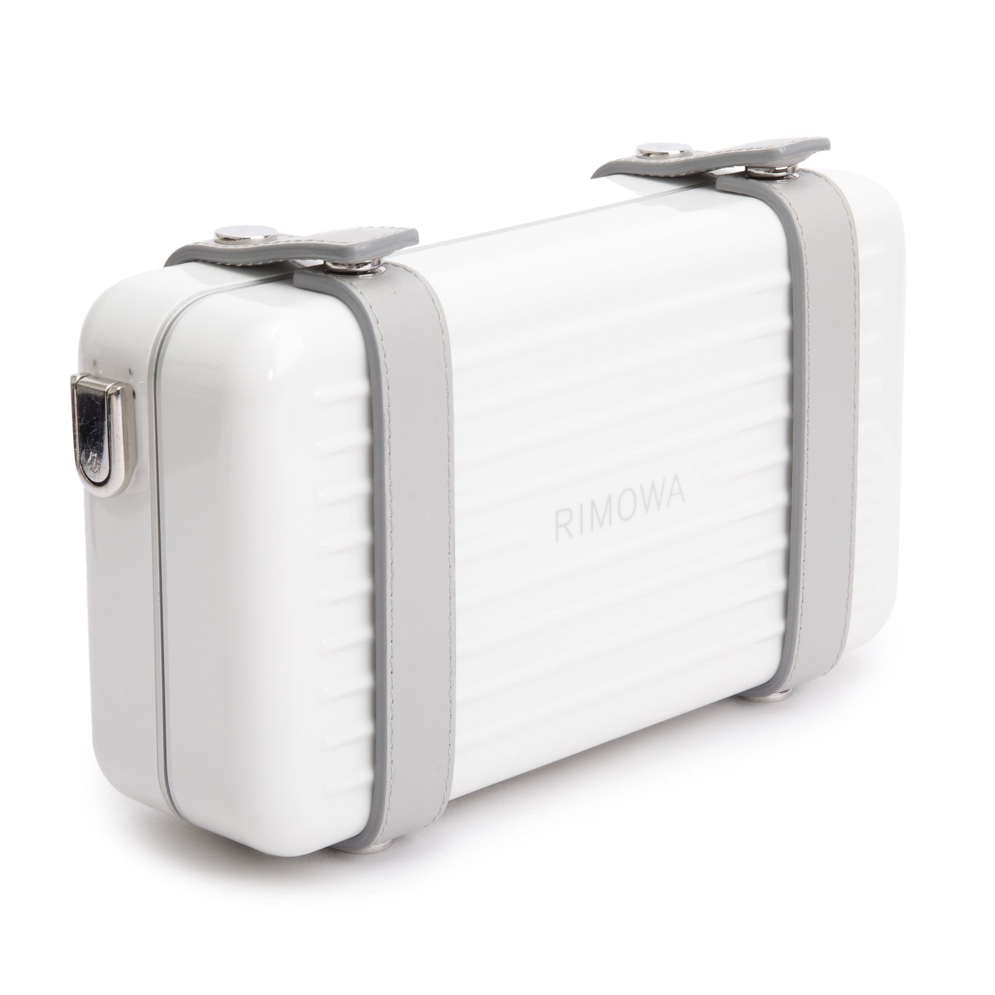 Rimowa White Acrylic Aluminum Personal Utility Case w/ Strap