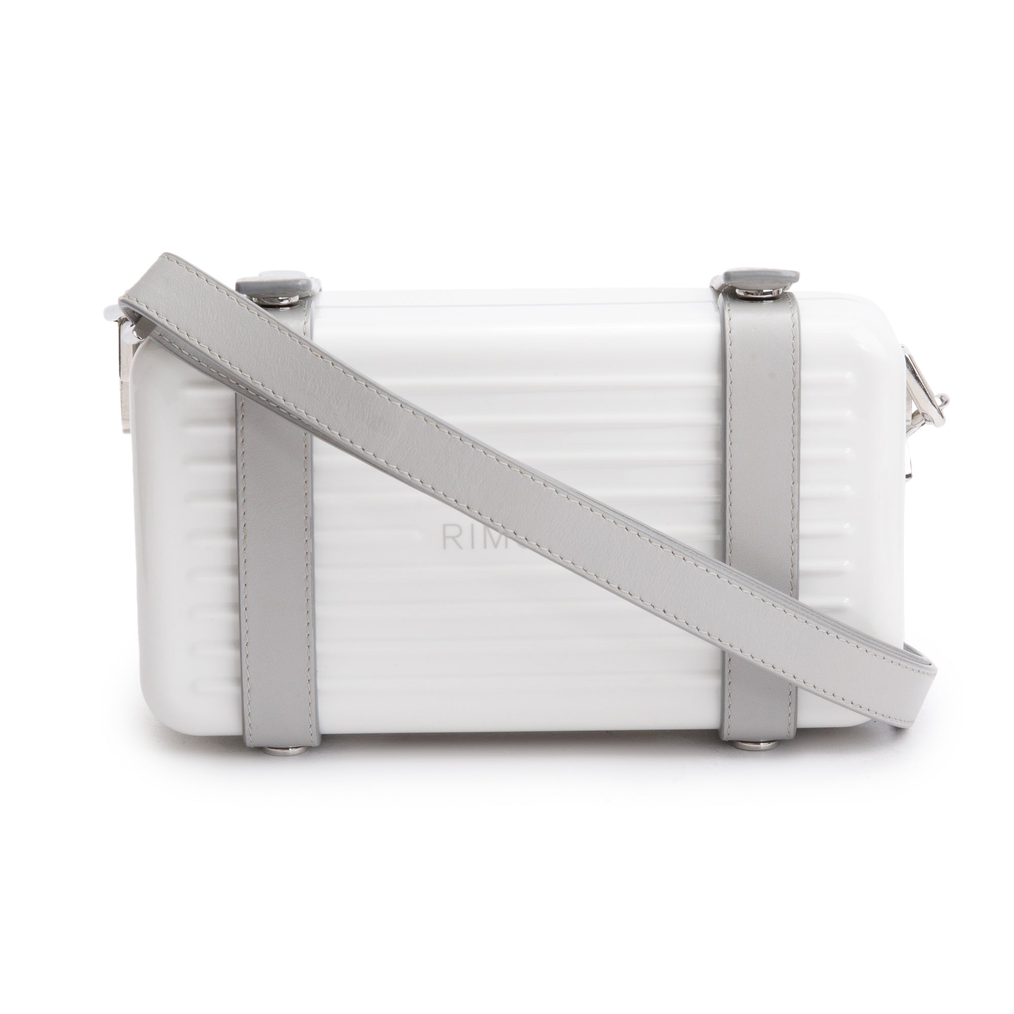 Rimowa White Acrylic Aluminum Personal Utility Case w/ Strap