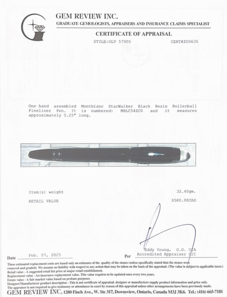 Montblanc StarWalker Black Resin Rollerball Fineliner Pen w/ Box