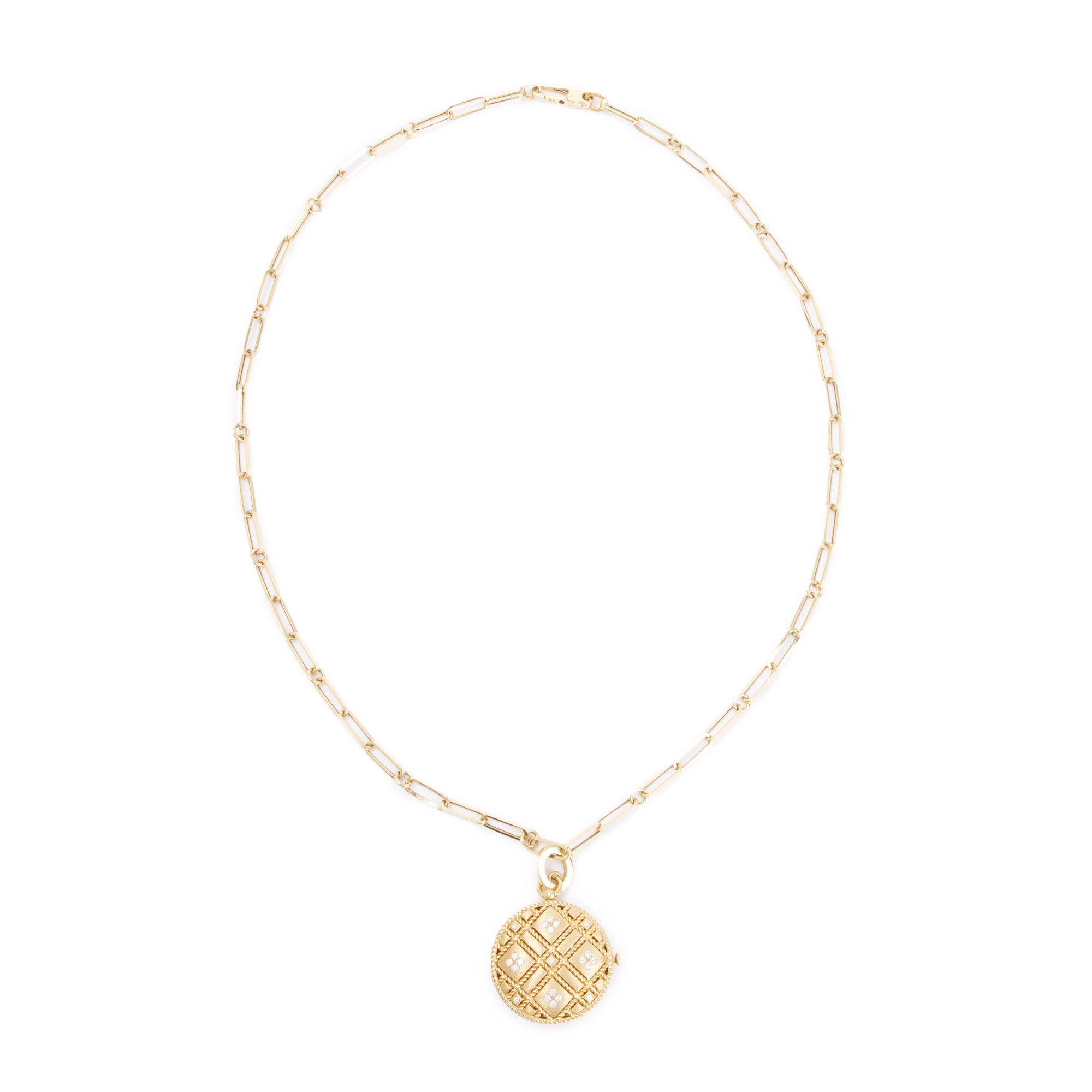 Roberto Coin 18k Yellow Gold Diamond Palazzo Ducale Satin Locket Pendant Necklace w/ Box