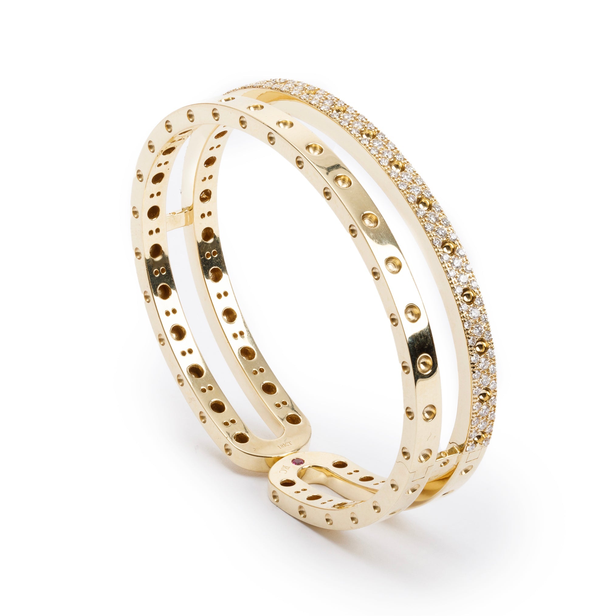 Roberto Coin 18k Yellow Gold Diamond Poi Moi Double Bangle
