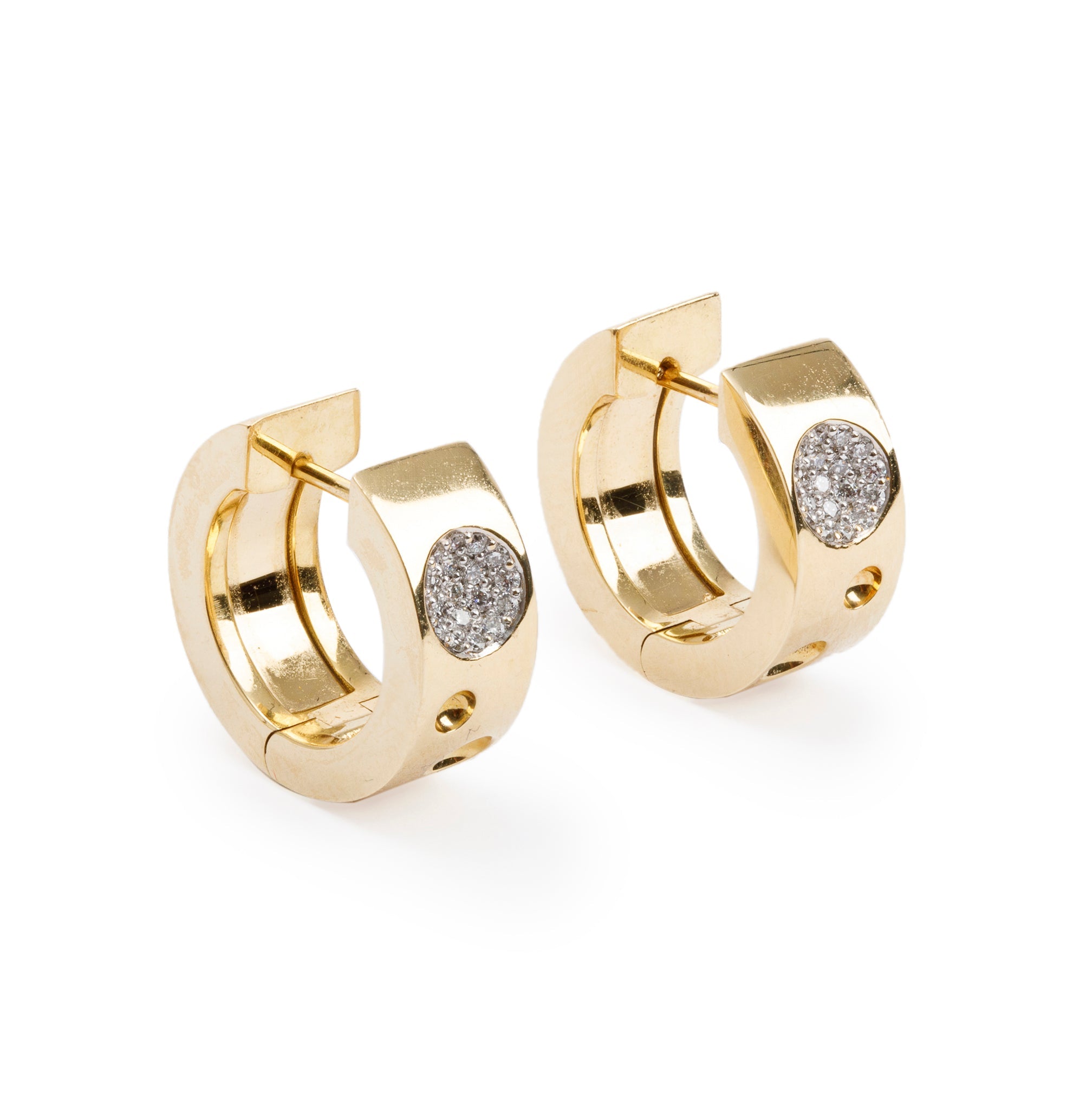Roberto Coin 18k Yellow Gold Diamond Pois Moi Luna Small Hoop Earrings