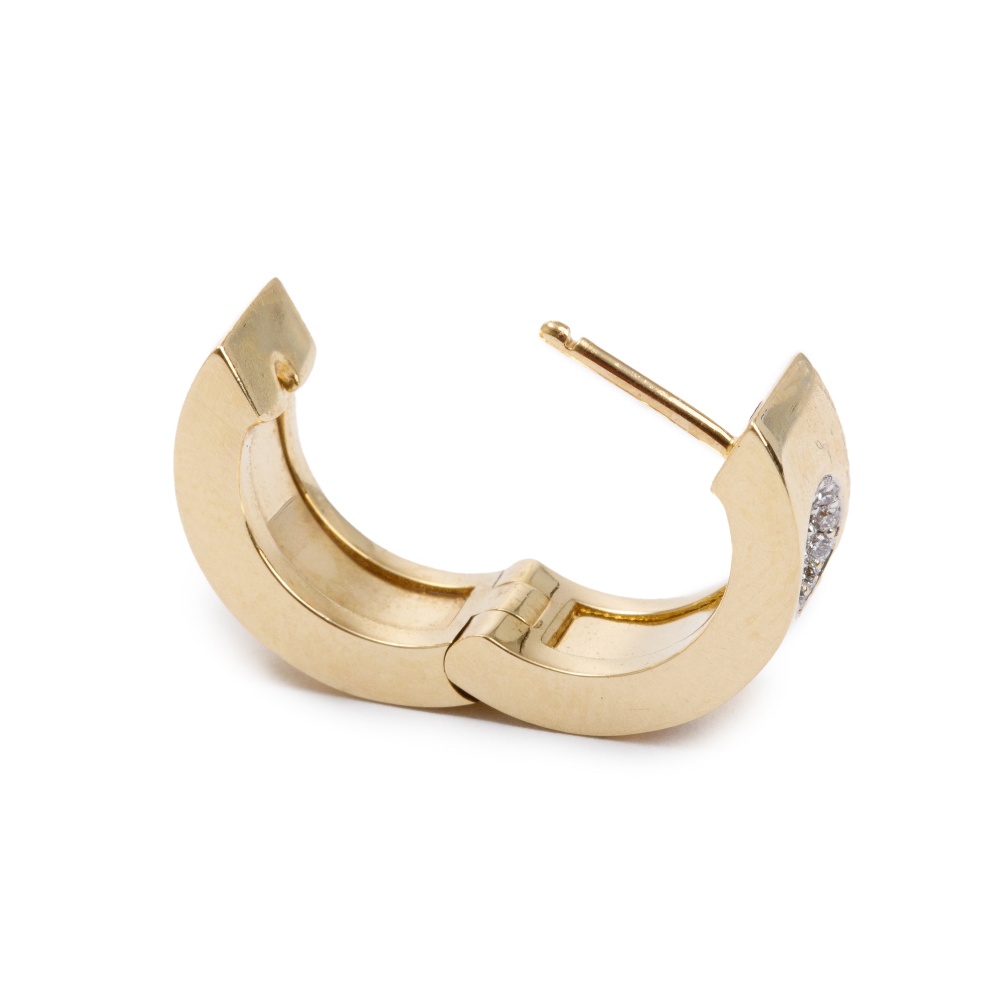 Roberto Coin 18k Yellow Gold Diamond Pois Moi Luna Small Hoop Earrings