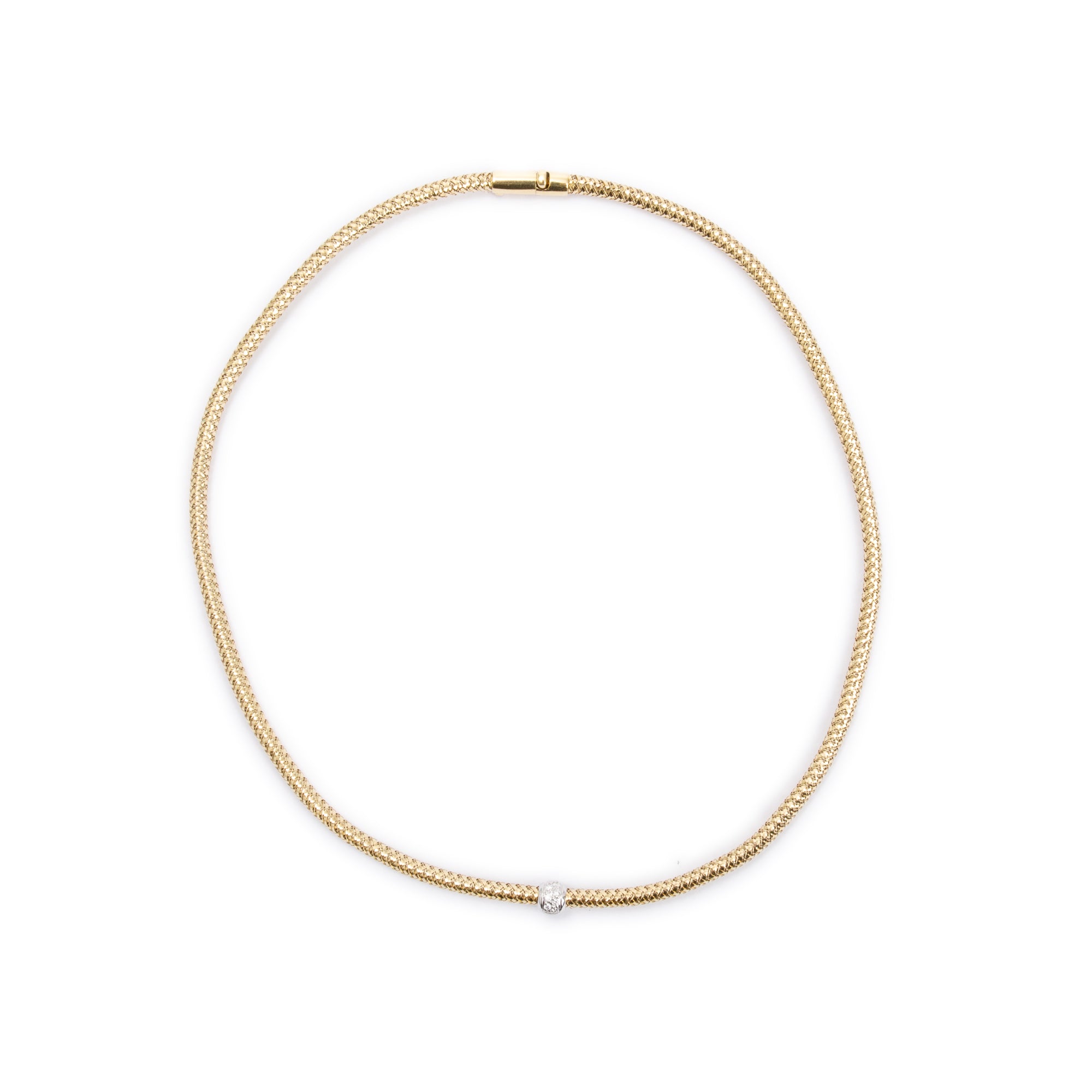 Roberto Coin 18k Yellow & White Gold Diamond Station Primavera Collar Necklace