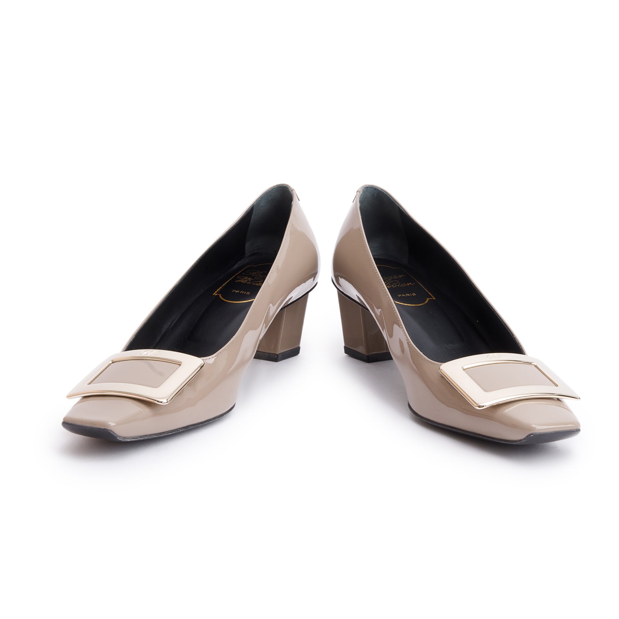 Roger VIvier Beige Patent Leather Decollete Belle Vivier 45, Size 36.5 w/ Box