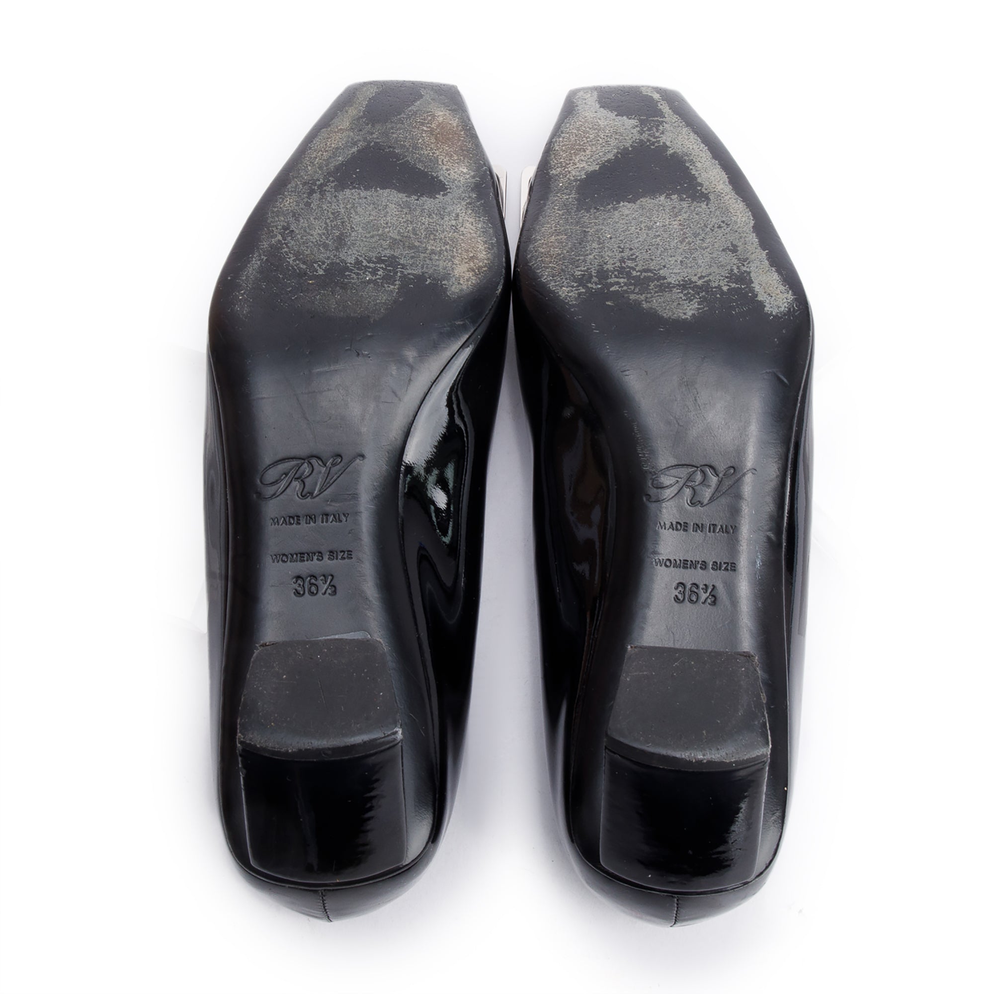 Roger VIvier Black Patent Leather Belle Vivier Ballerina, Size 36.5
