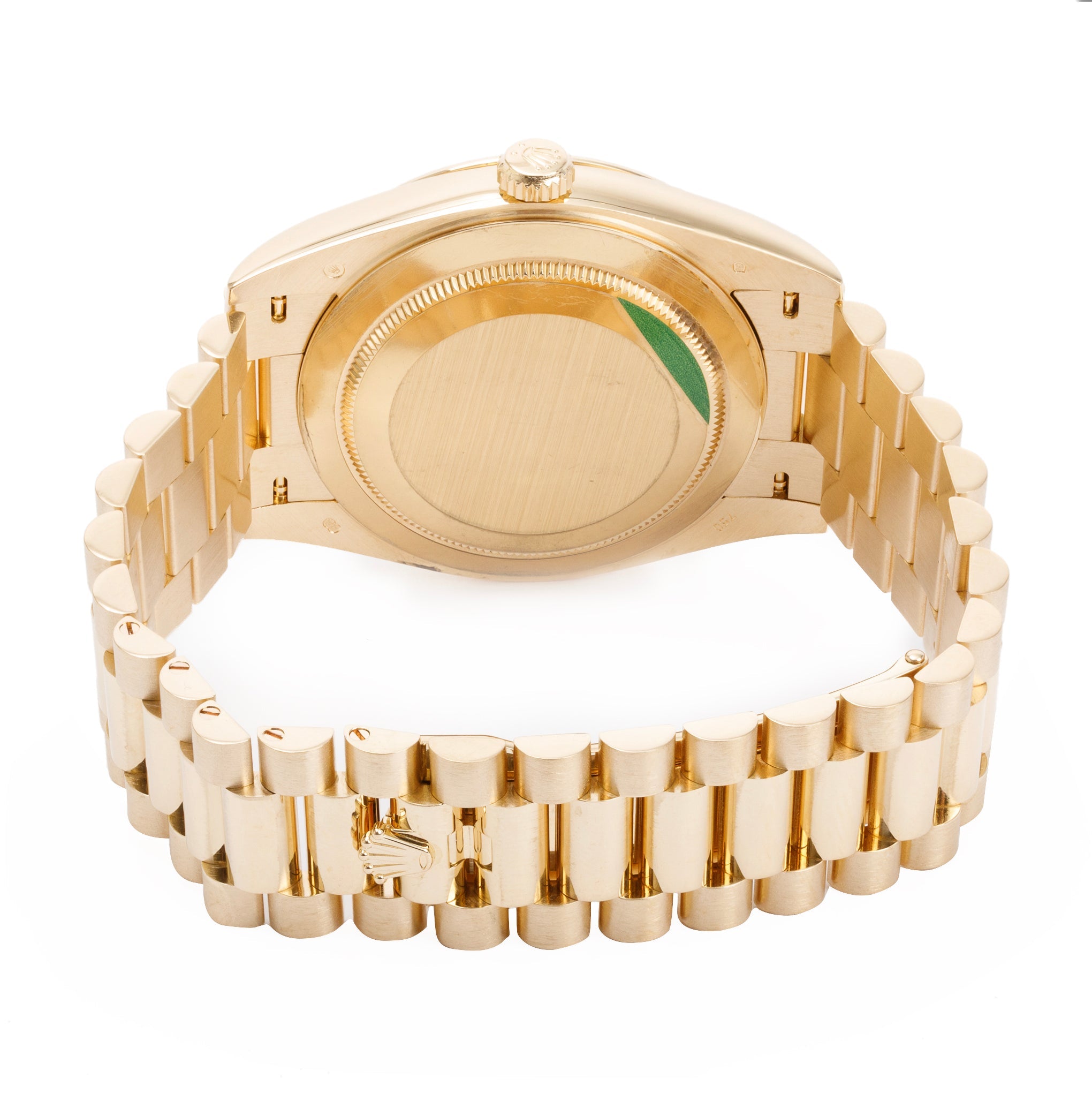 Rolex 18k Yellow Gold Day Date 40 MM President Silver Dial Watch w/ Box & Papers