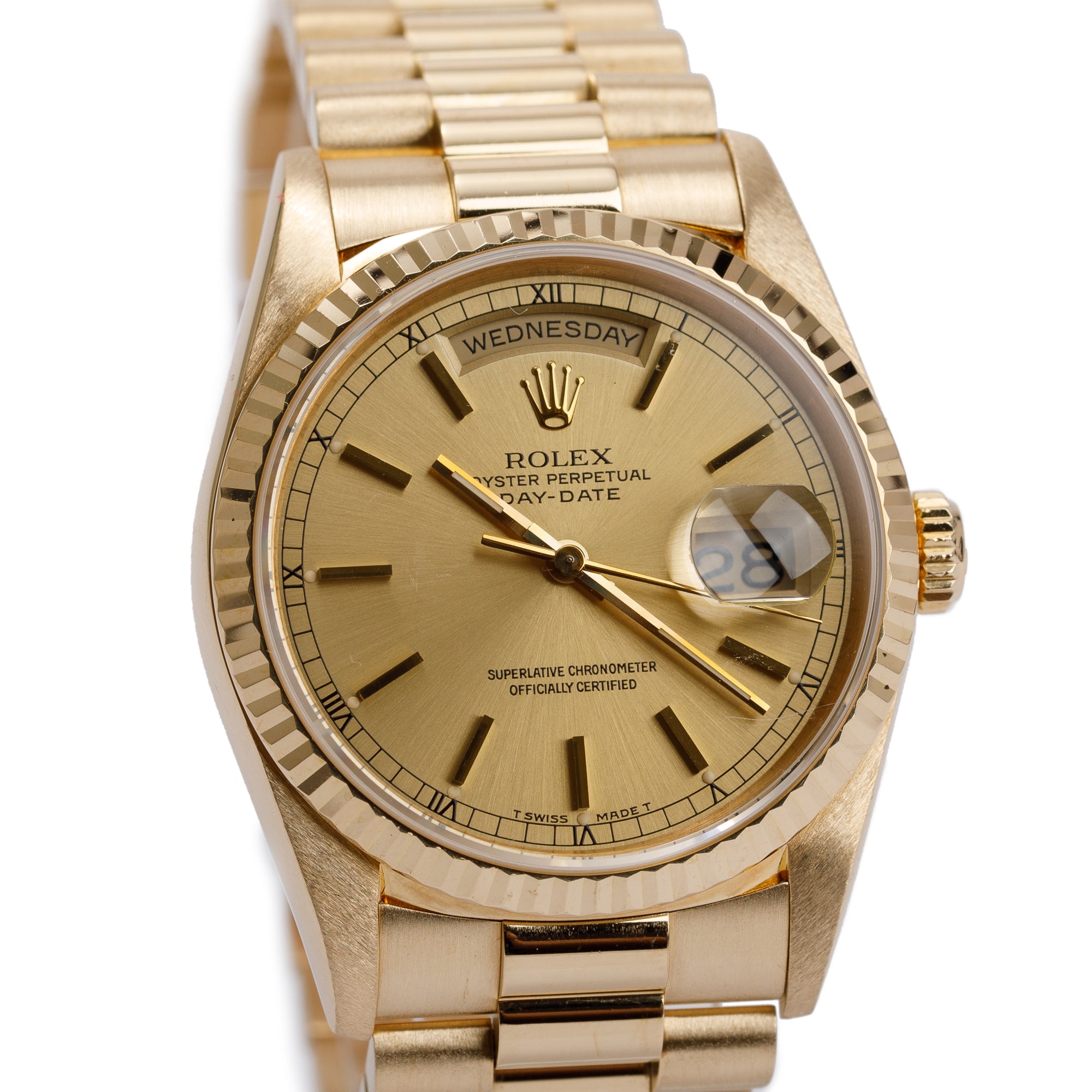 Rolex 18k Yellow Gold Day-Date President 36 MM Watch w/ Box