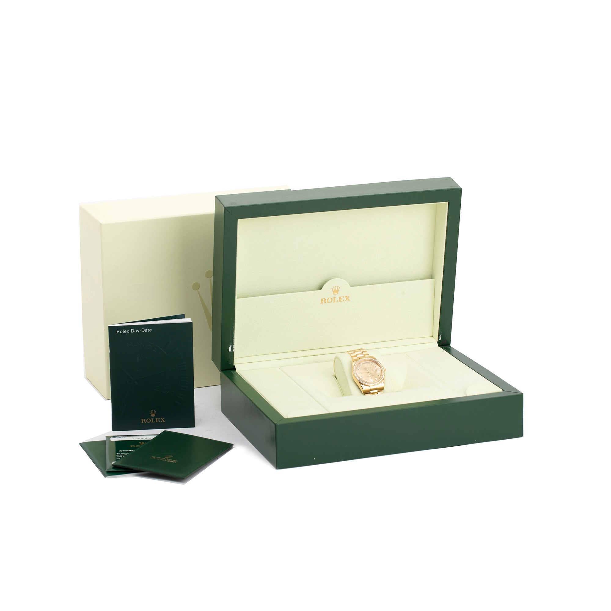 Rolex 18k Yellow Gold Diamond Day-Date President 36 MM Watch w/ Box & Papers